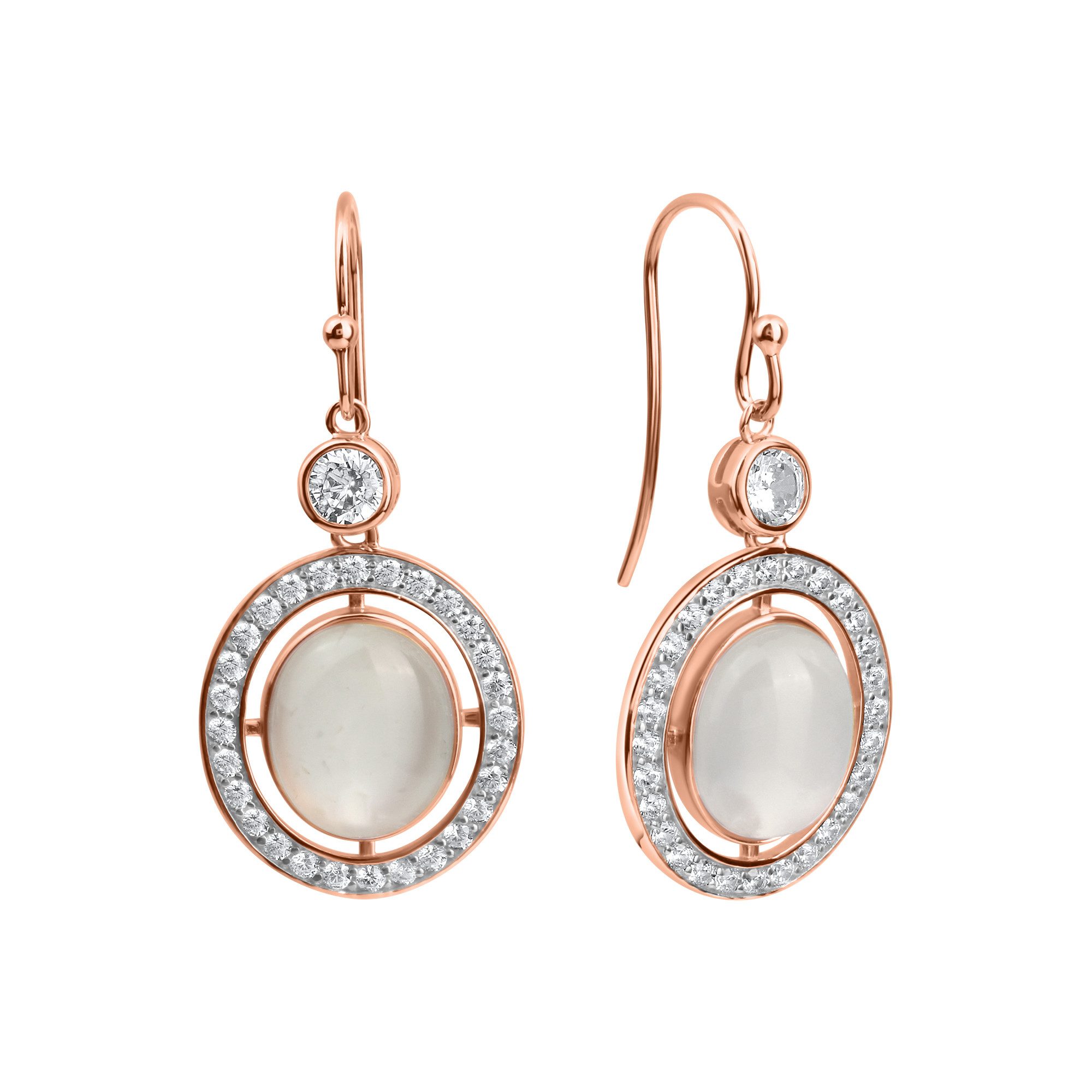 Zeeme Paar Ohrhänger Silber 925 rosé vergoldet Zirkonia Mondstein echt günstig online kaufen