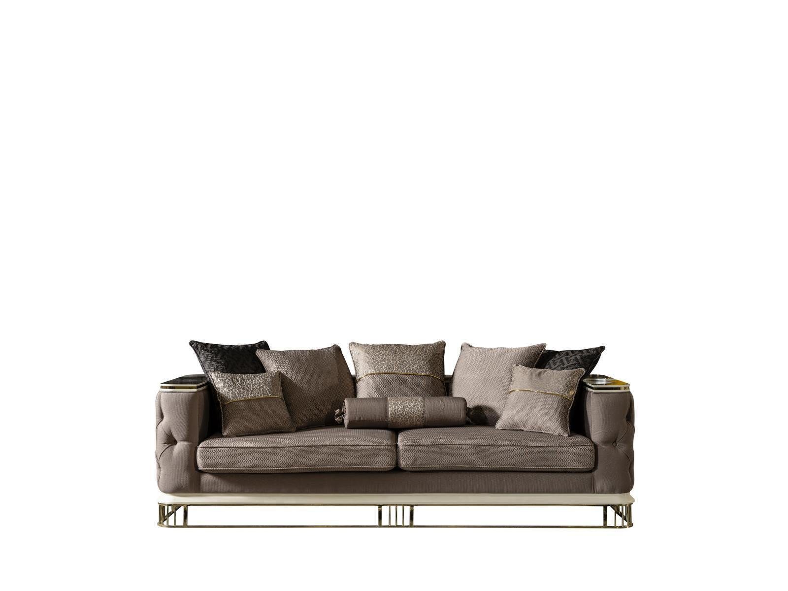 Made Braun Möbel, in Luxus JVmoebel Polster Sitzer Design Stoff Sofa Europe Wohnzimmer Sofa 3