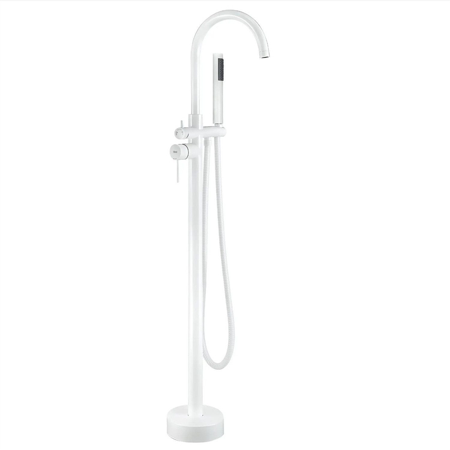 wohnwerk.idee Wannenarmatur Standarmatur Lungo Freistehend Edelstahl Messing Freistehend schwenkbarer Auslauf