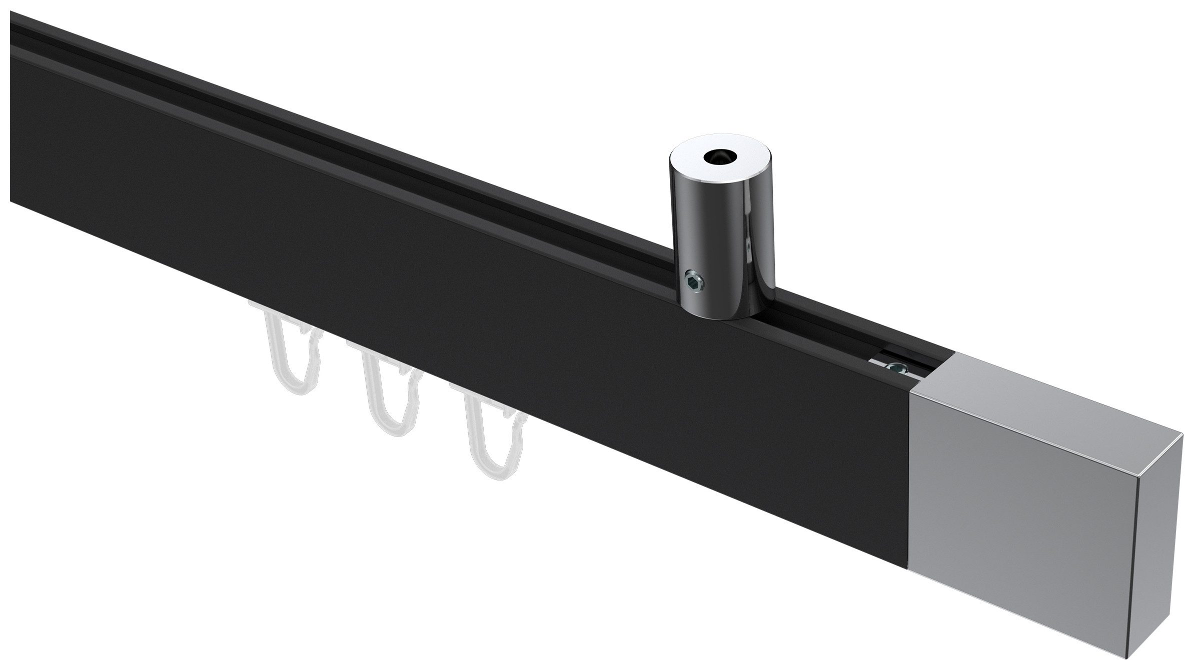 INTERDECO Innenlaufschiene Sonius Lox, 1-läufig, Fixmaß, kürzbar, Deckenmontage, Aluminium, Schwarz / Chrom / Bicolor, 14x35