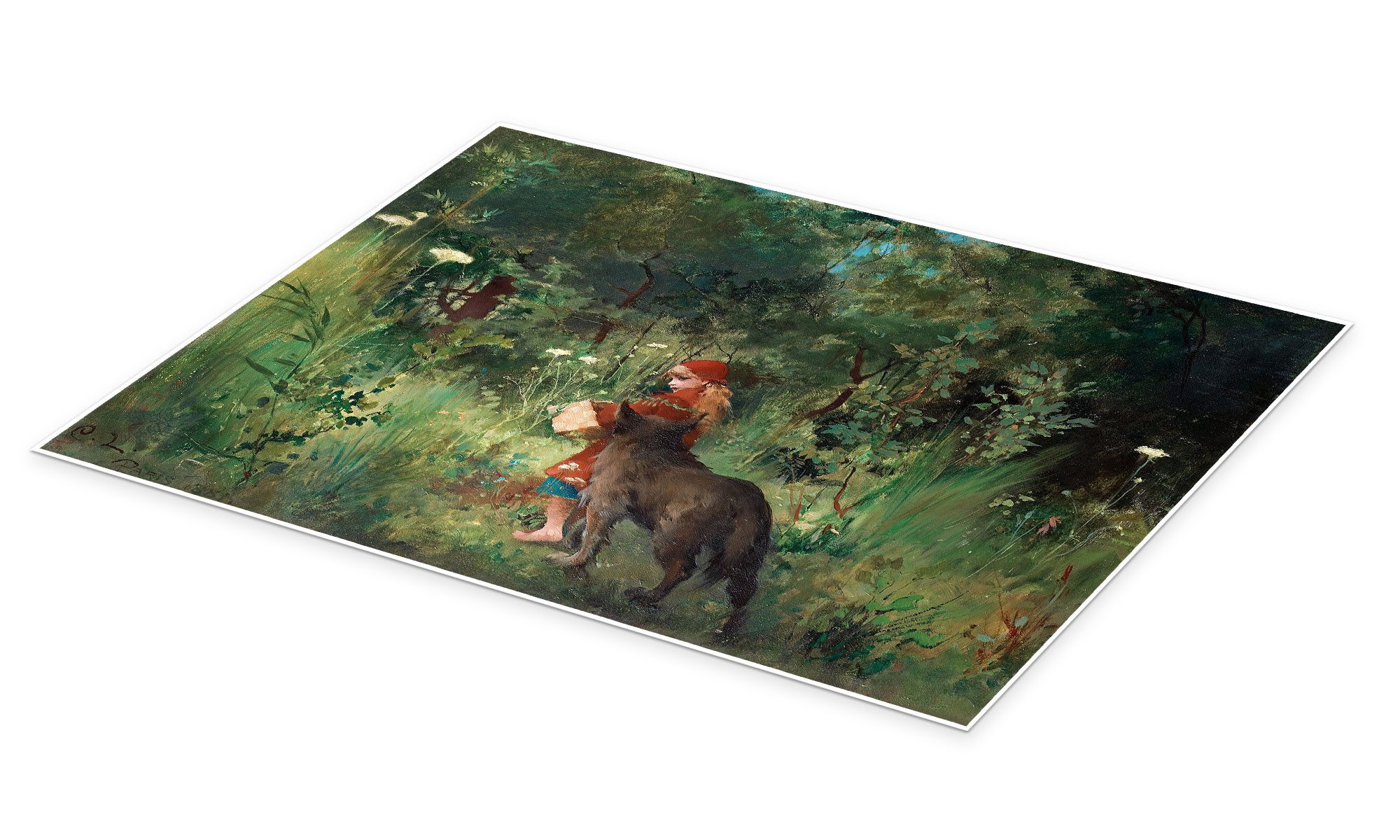 Posterlounge Wandbild Rotkäppchen und der Wolf im Wald, Carl Larsson, erhältlich als Poster, Leinwandbild, Wandsticker oder Acrylglasbild