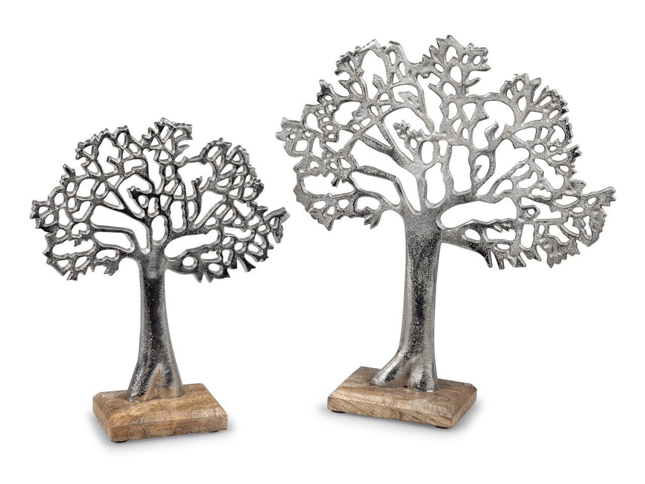 H:27cm formano Silber Metall Lebensbaum, B:22cm Dekoobjekt