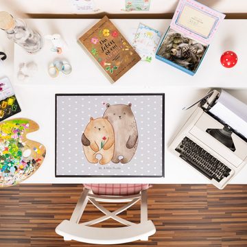 Mr. & Mrs. Panda Schreibtischunterlage Bären Liebe - Grau Pastell - Geschenk, Jahrestag, Schreibunterlage, k, (1 tlg)