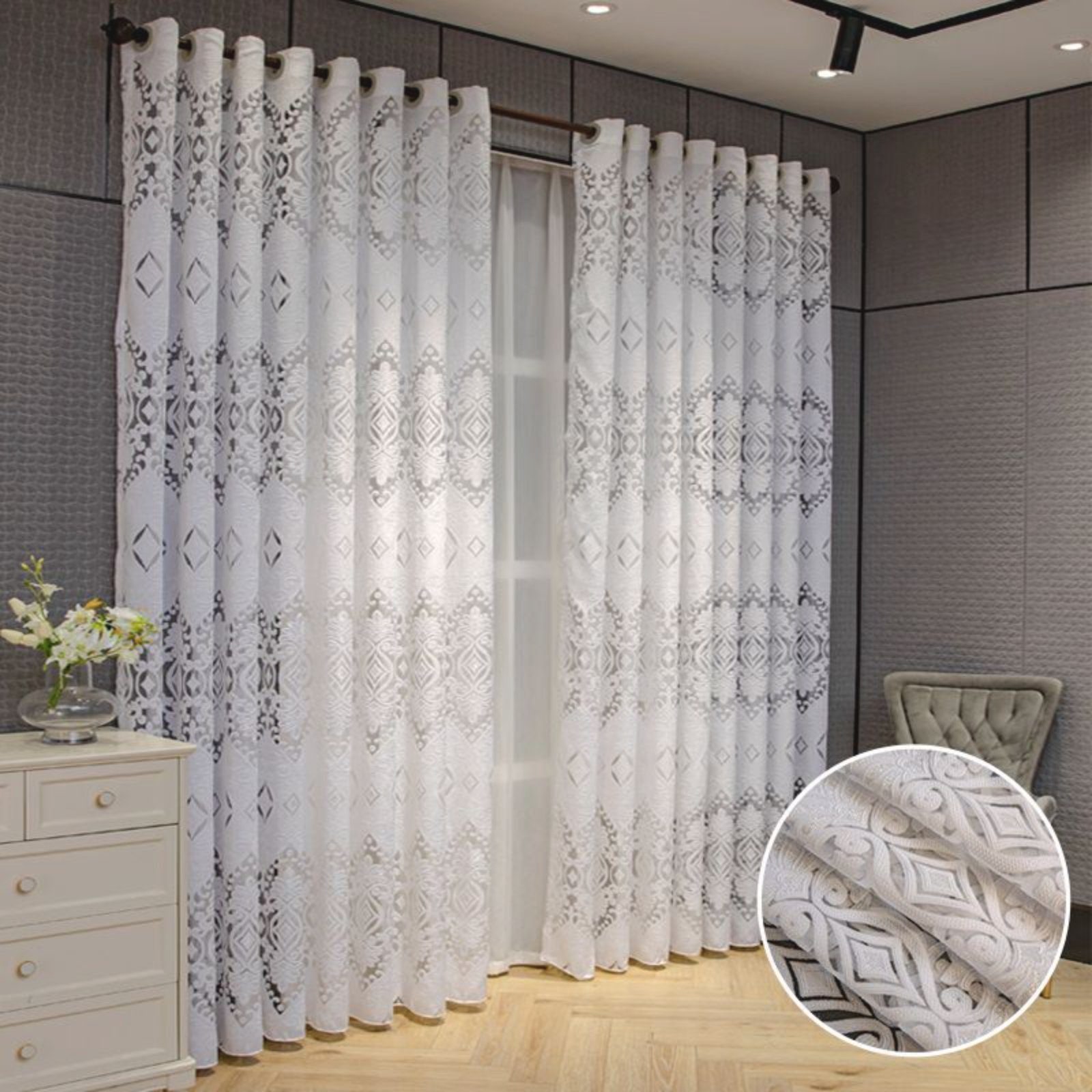 BYSURE Gardine (2 St), Ösen, halbtransparent, bestickter Vorhang günstig online kaufen