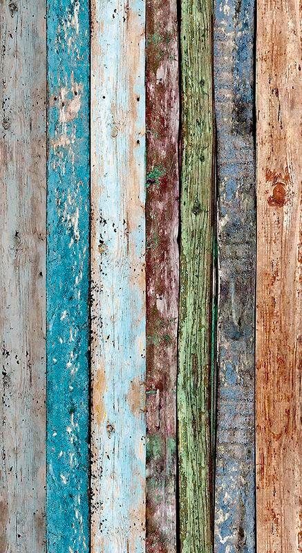 living walls Bordüre Panel, in Holz, pop.up selbstklebend glatt, Vintage-Optik, Holzplanken bunt