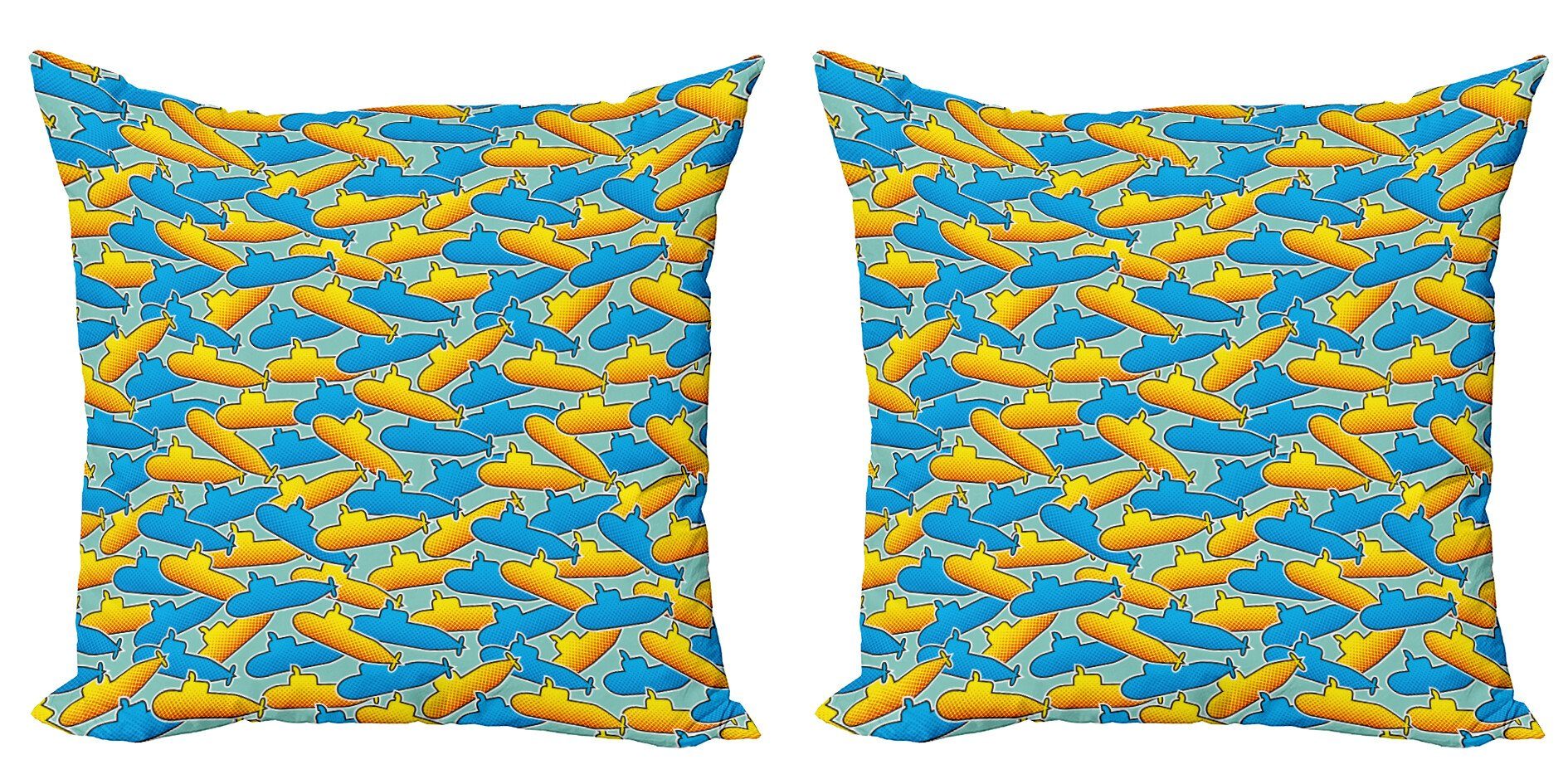 Gelbes Digitaldruck, Kissenbezüge Doppelseitiger U-Boot Modern Accent (2 Pop-Art-Stil Abakuhaus Stück),