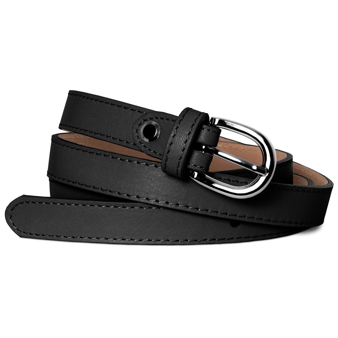 Caspar Taillengürtel GU273 aus echtem Leder schmal klassisch elegant günstig online kaufen