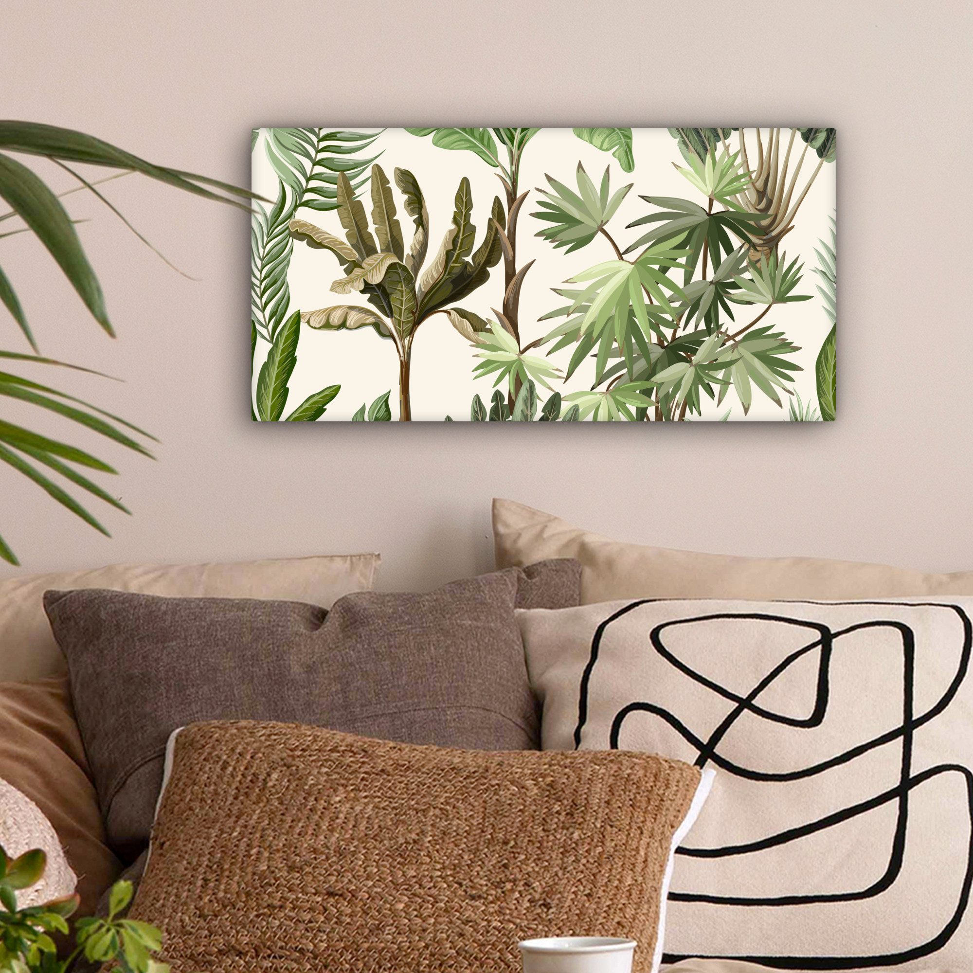 OneMillionCanvasses® Leinwandbild Panorama Dschungel - Palme - Bananenstaude - Kinder - Natur - Pflanzen, Fotodruck (1 St), Wandbild, Deko Schlafzimmer Wohnzimmer Flur 40x20 cm