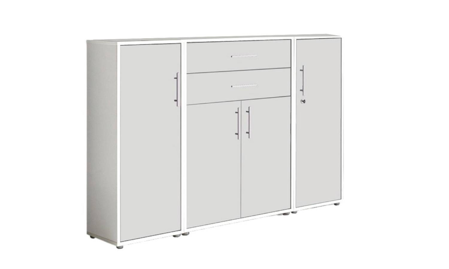 BMG Möbel Aktenschrank Office Edition (Set 16, Büroschrank mit Metallgriffen) rechte Tür abschließbar, Made in Germany