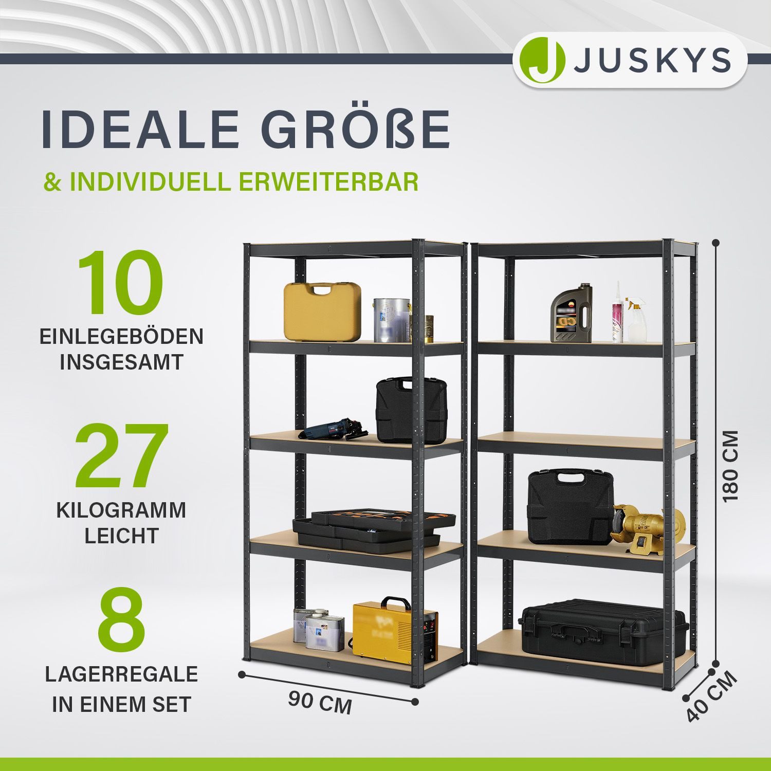 Juskys Schwerlastregal Basic, 8-tlg., Regalsystem mit 40 Einlegeböden, je 1 günstig online kaufen