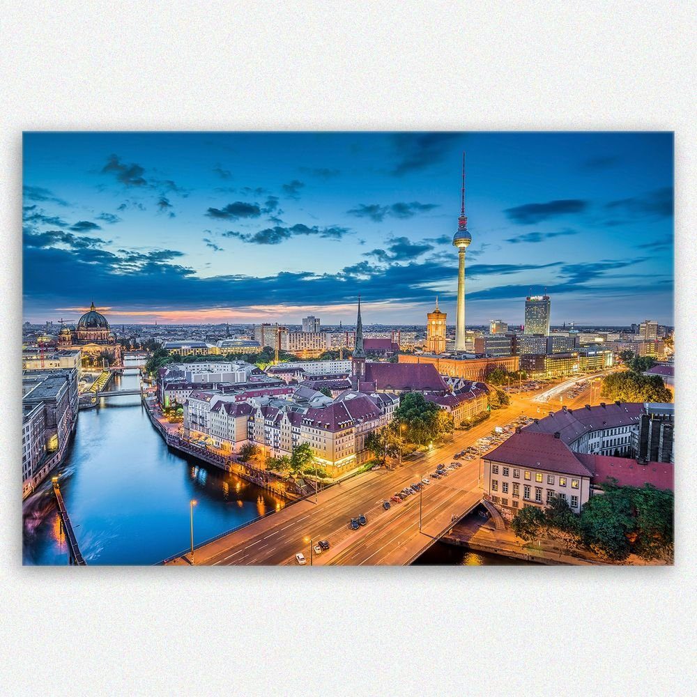 Bilderdepot24 Leinwandbild Berlin Skyline Deutschland, Städte