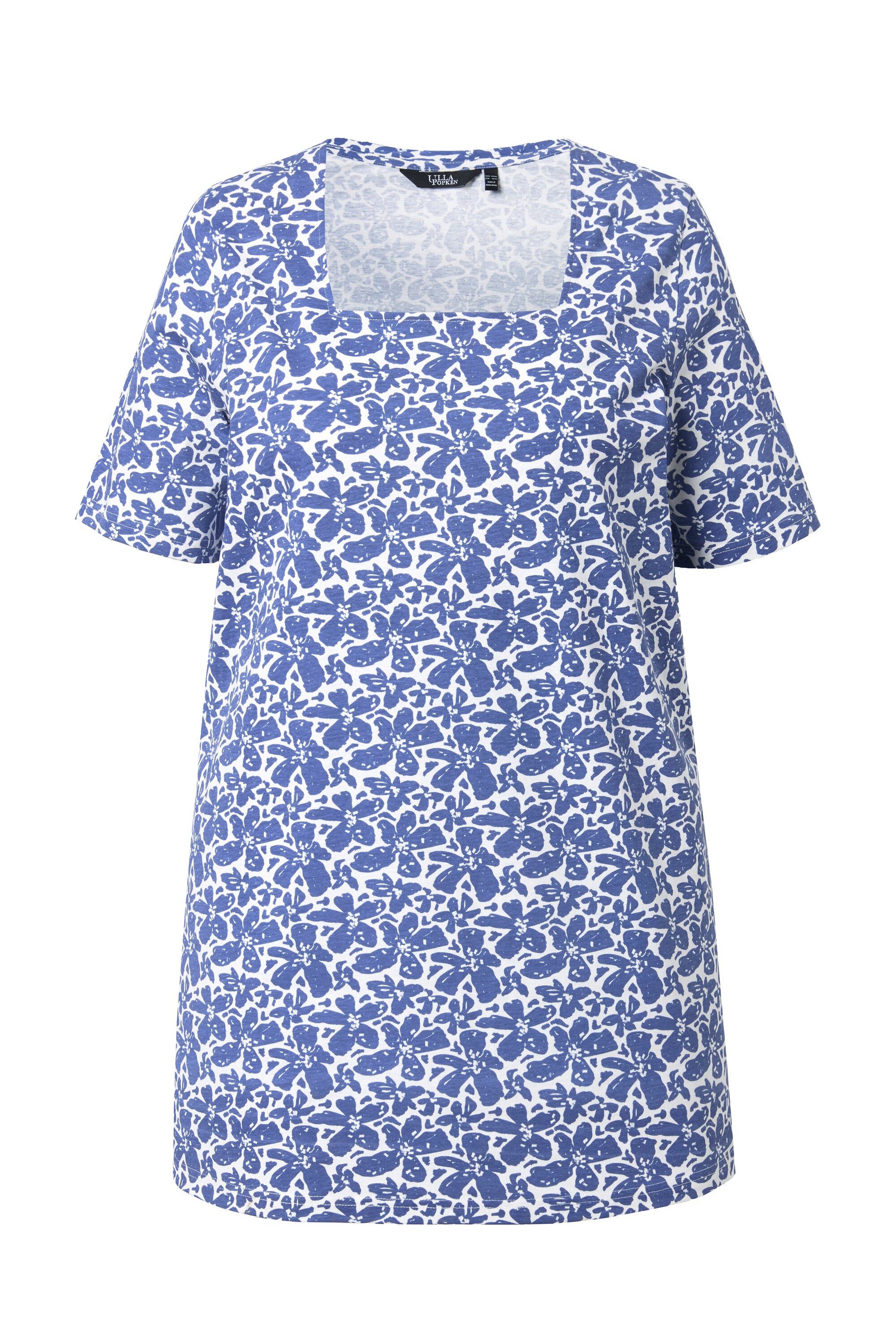 Ulla Popken Longshirt Longshirt A-Linie Carré-Ausschnitt Halbarm