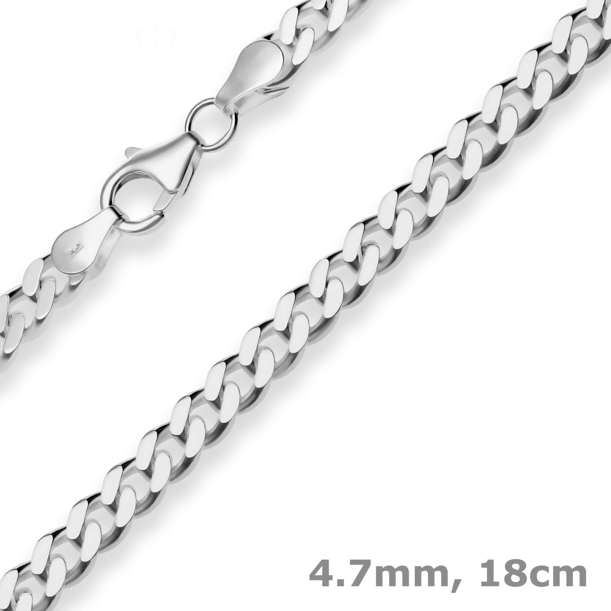 Schmuck Krone Panzerarmband 4,7mm Armband Panzerkette aus 925 Silber rhodiniert 18cm, Silber 925