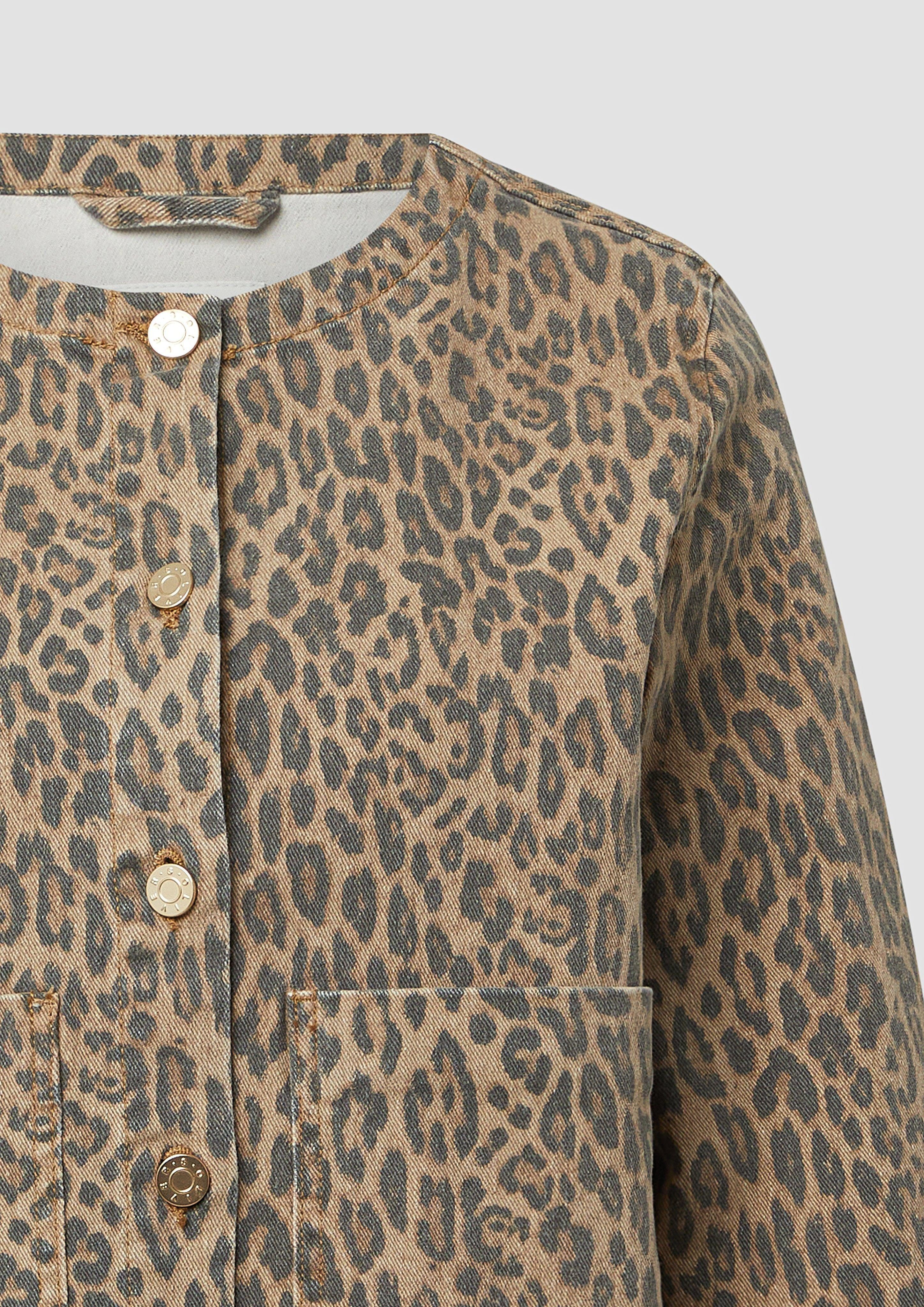 s.Oliver Funktionsjacke Verkürzte Denimjacke mit Leoprint günstig online kaufen