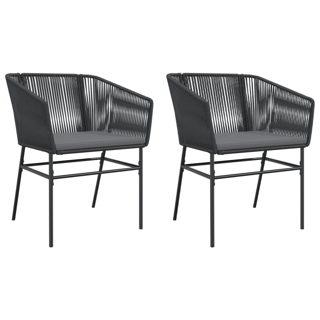 vidaXL Gartenstuhl Gartenstühle 2 Stk. mit Kissen Schwarz Poly Rattan (2 St)