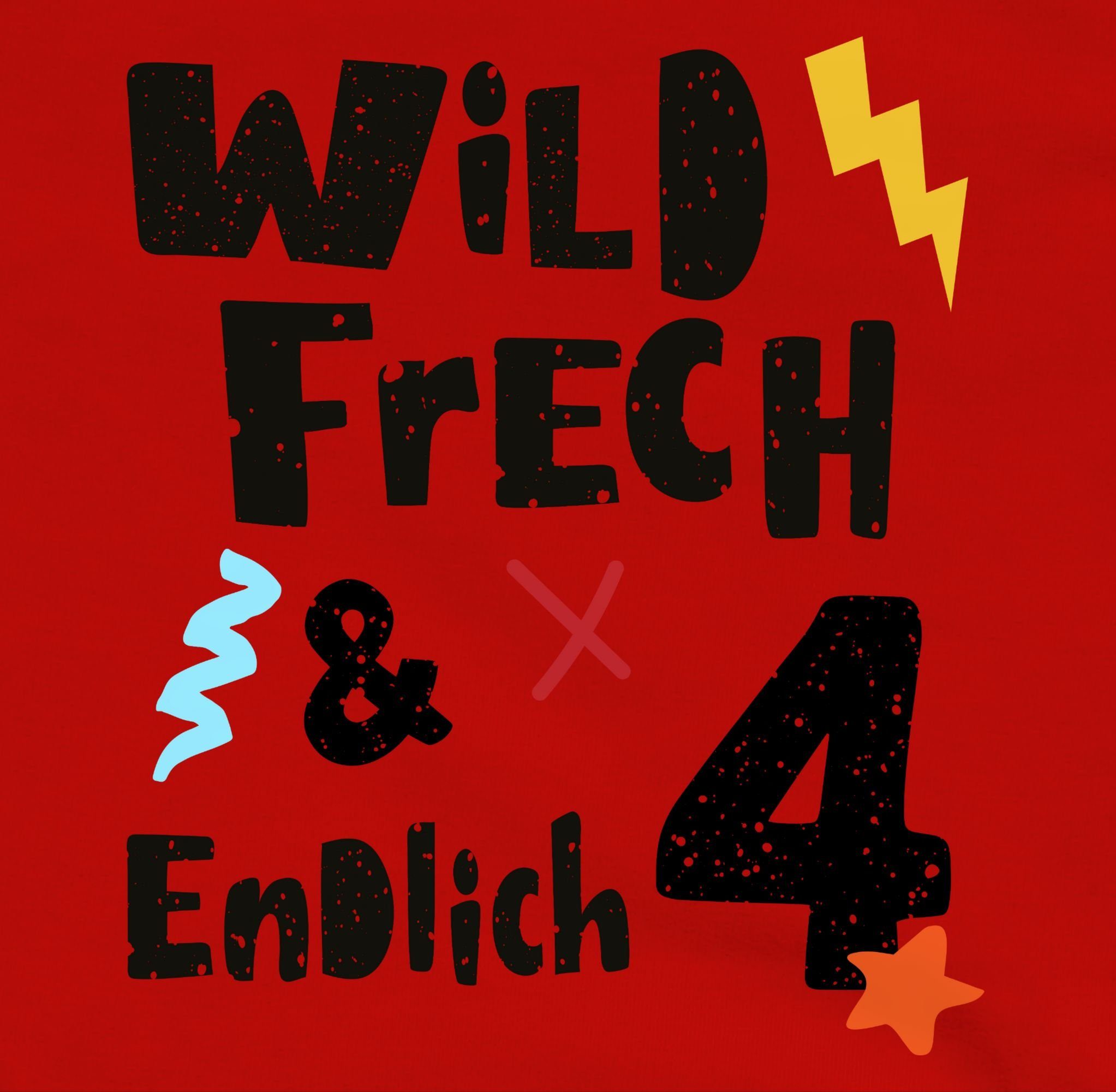 vier Wild frech 1 Geburtstag Jahre Sweatshirt 4 4. - Shirtracer Wunderbar und Rot endlich
