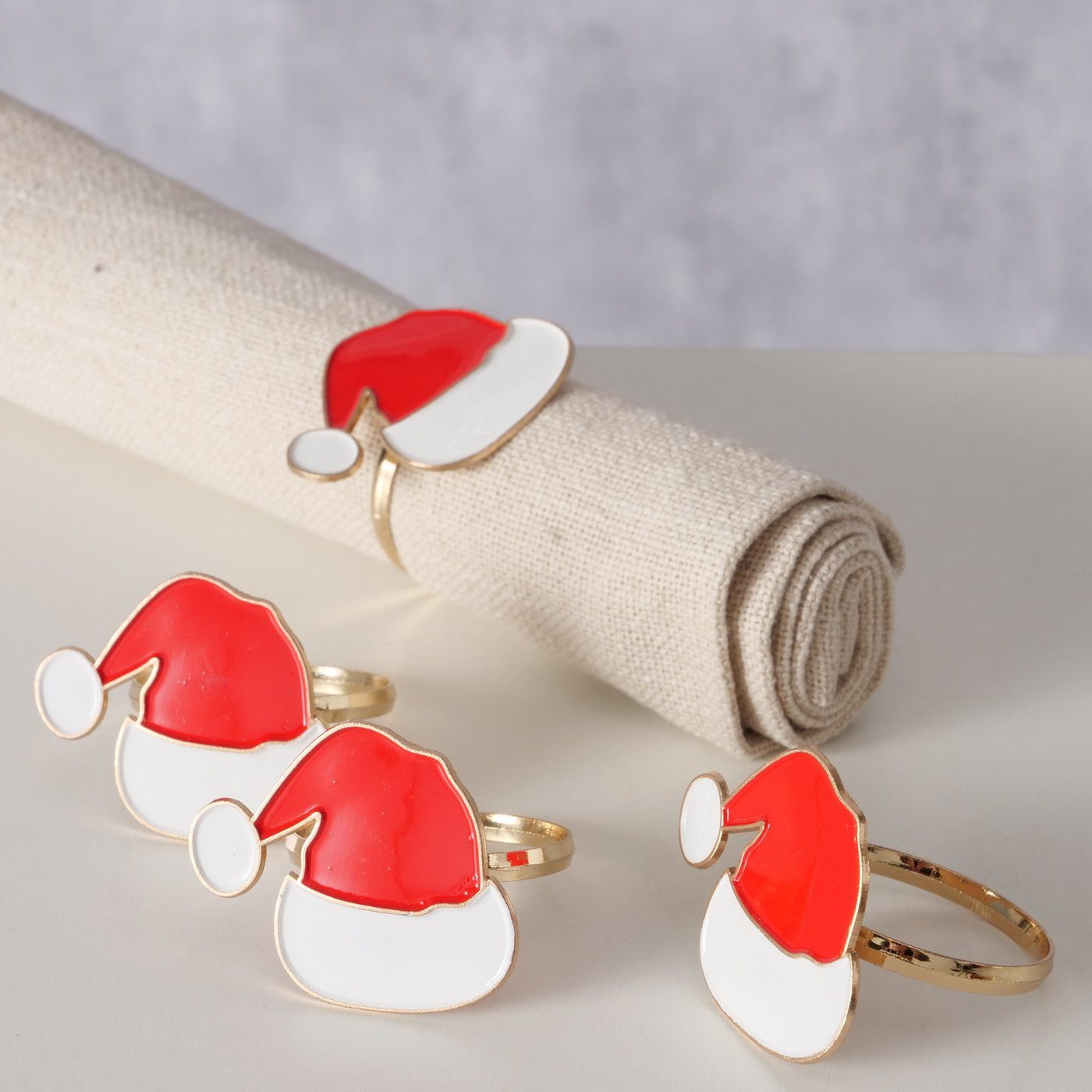 BOLTZE GRUPPE GmbH Serviettenring Serviettenringe mit festlichem Motiv TIPSY, 4er-Set, Metall, (4er-Set), mit festlichem Motiv