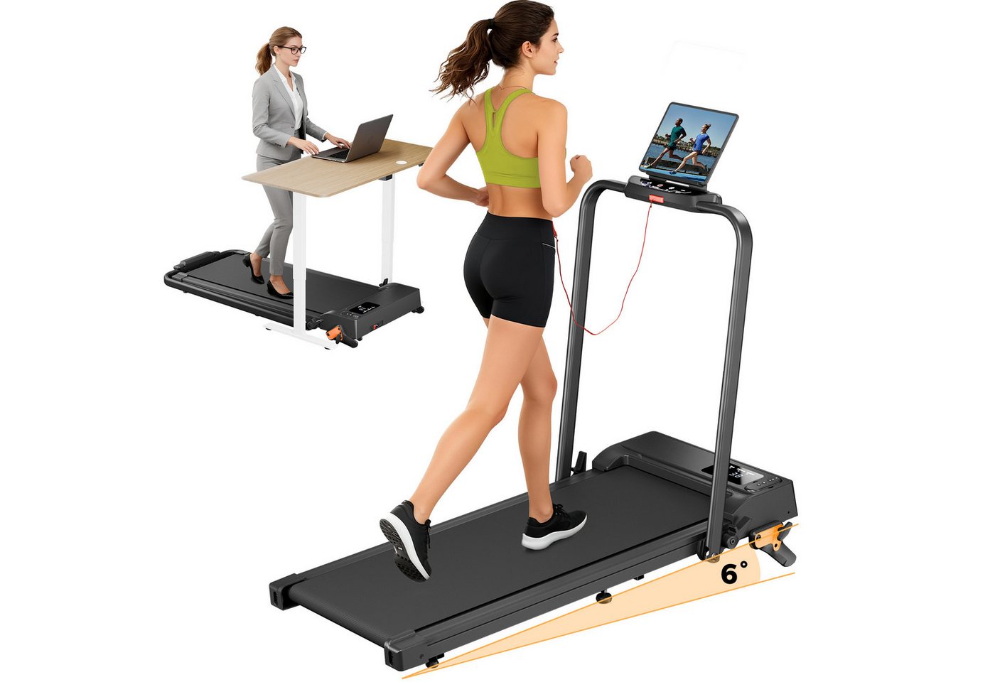 iscooter Laufband Laufband für Walking und Jogging,bis 6/12 km/h (1-tlg), Leicht und einfach zu verstauen