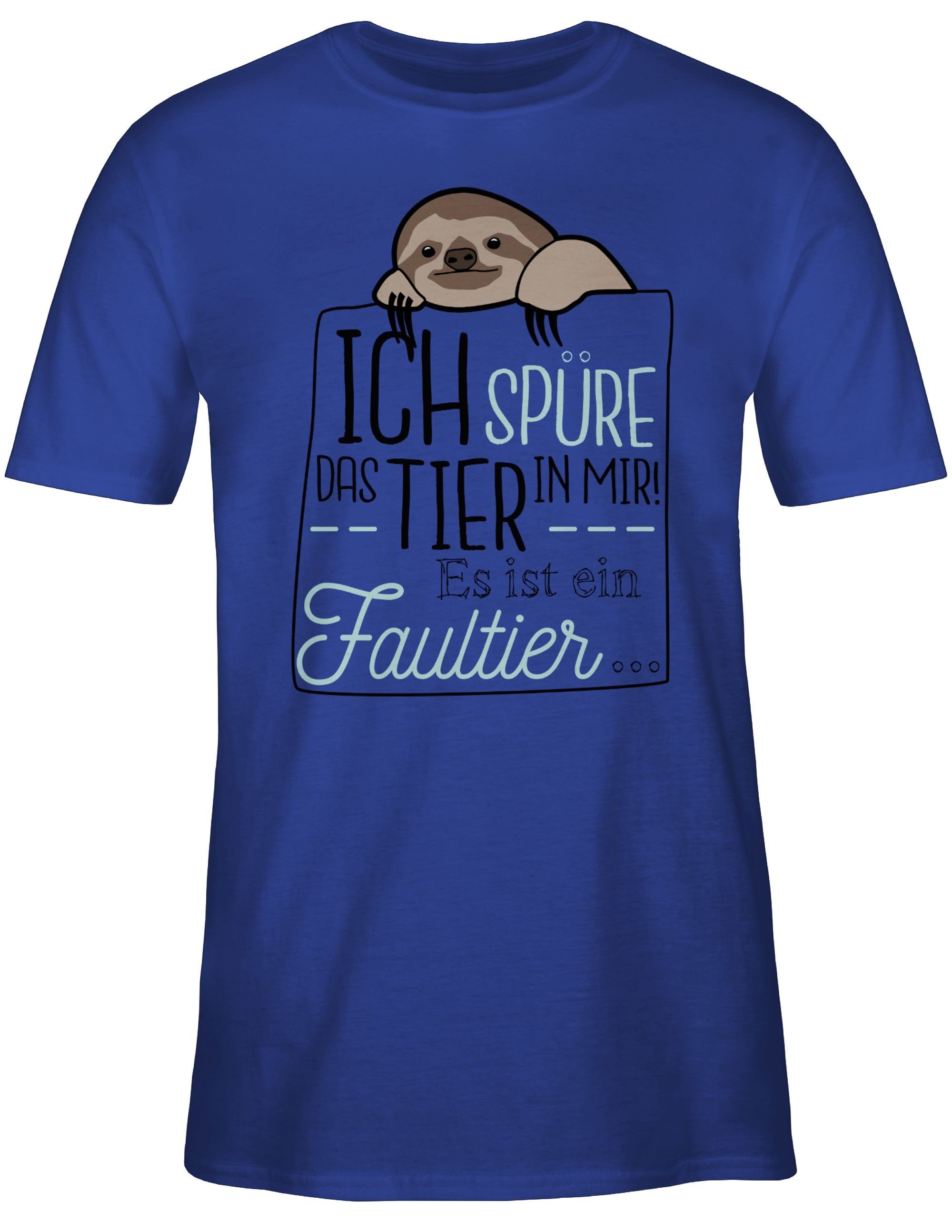 T-Shirt Ich spüre das Tier in mir es ist ein Faultier - schwarz