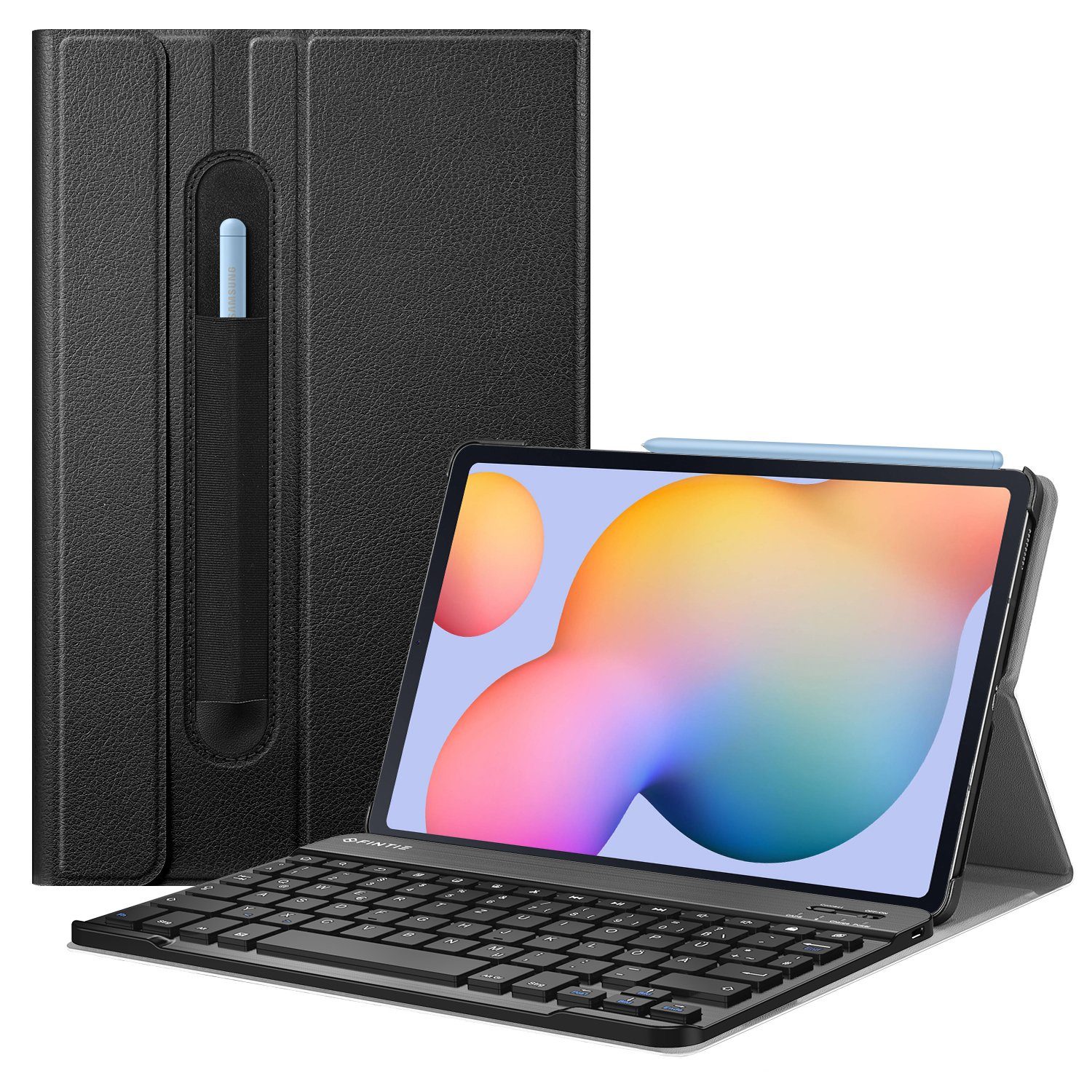 Fintie Tablet-Hülle mit Tastatur für Samsung Galaxy Tab S6 Lite 10,4 Zoll 2024/2022/2020, Keyboard Cover mit Magnetisch Abnehmbarer Deutscher Bluetooth Tastatur