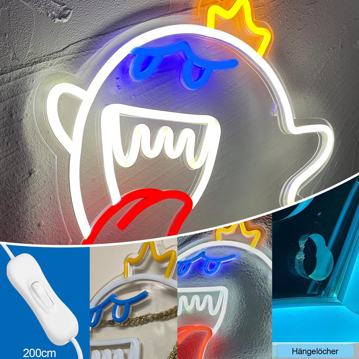 MUPOO Dekolicht Halloween Deko Neon Sign, Gaming LED Neon Schild Wandleucht günstig online kaufen