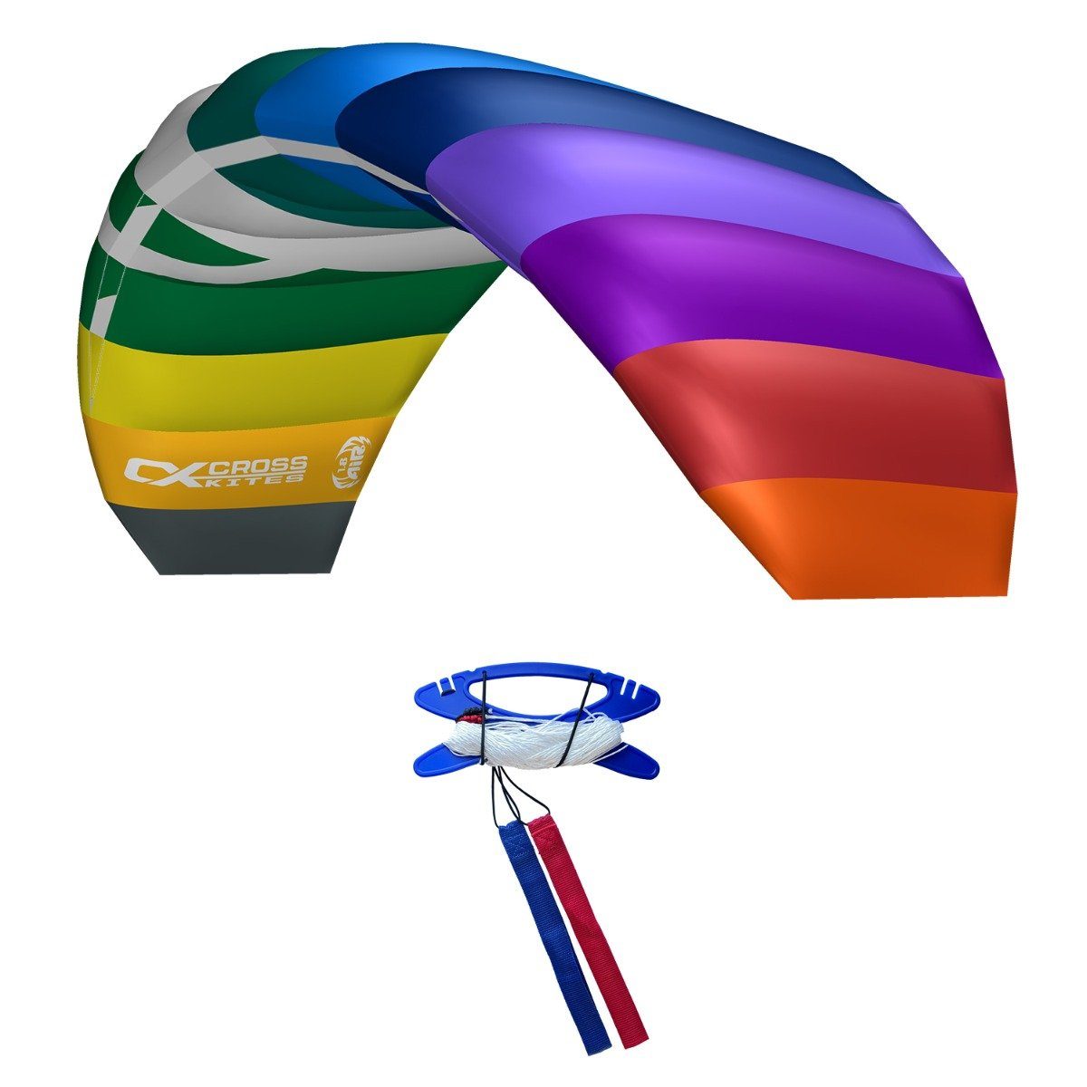 CrossKites Flug-Drache CrossKites Lenkmatte Air 1.8 Rainbow Allround, mit Lenkschlaufen und Leinen