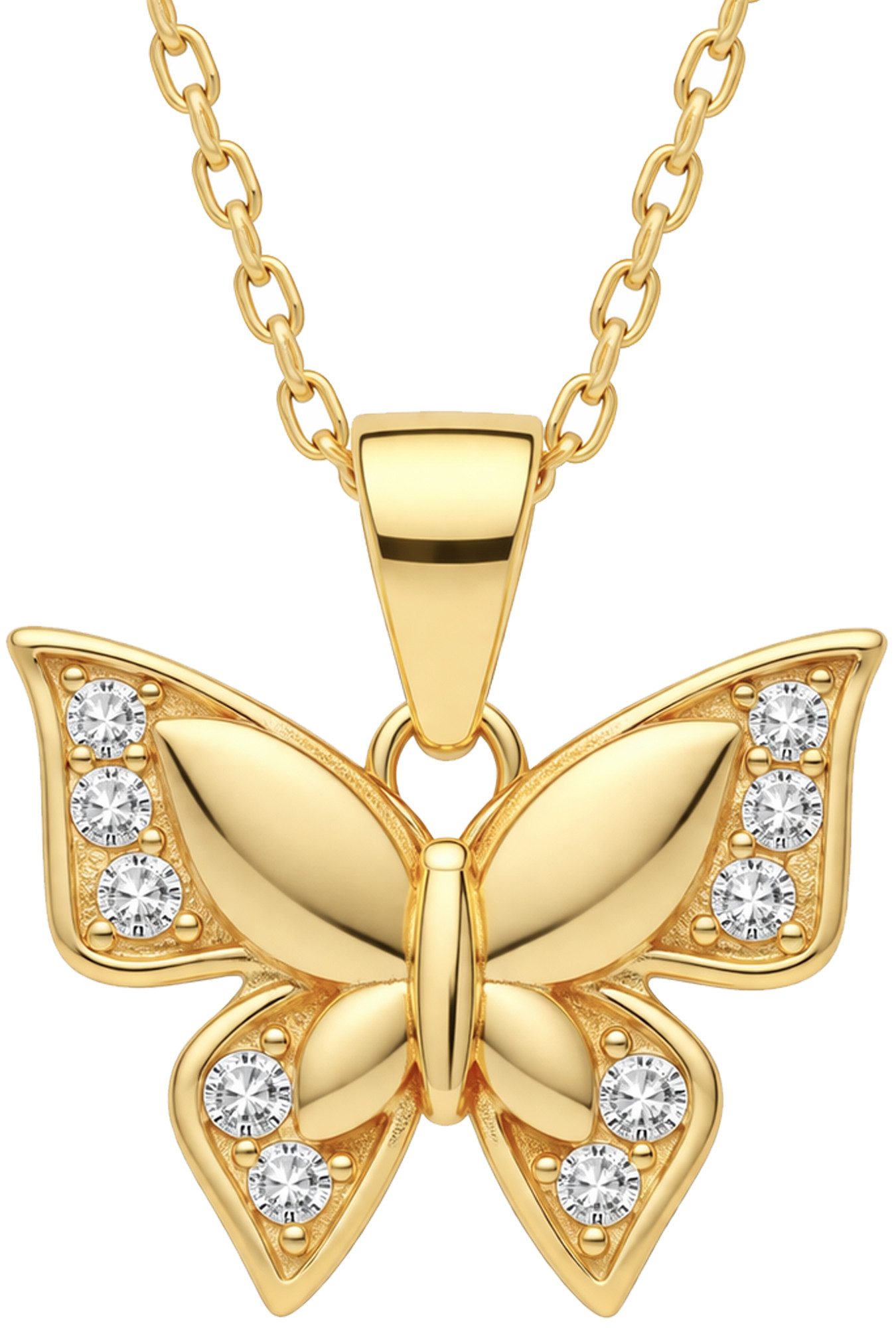 Kette mit Anhänger Damen Halskette Geschenk Schmetterling 925 Silber vergoldet Mädchen