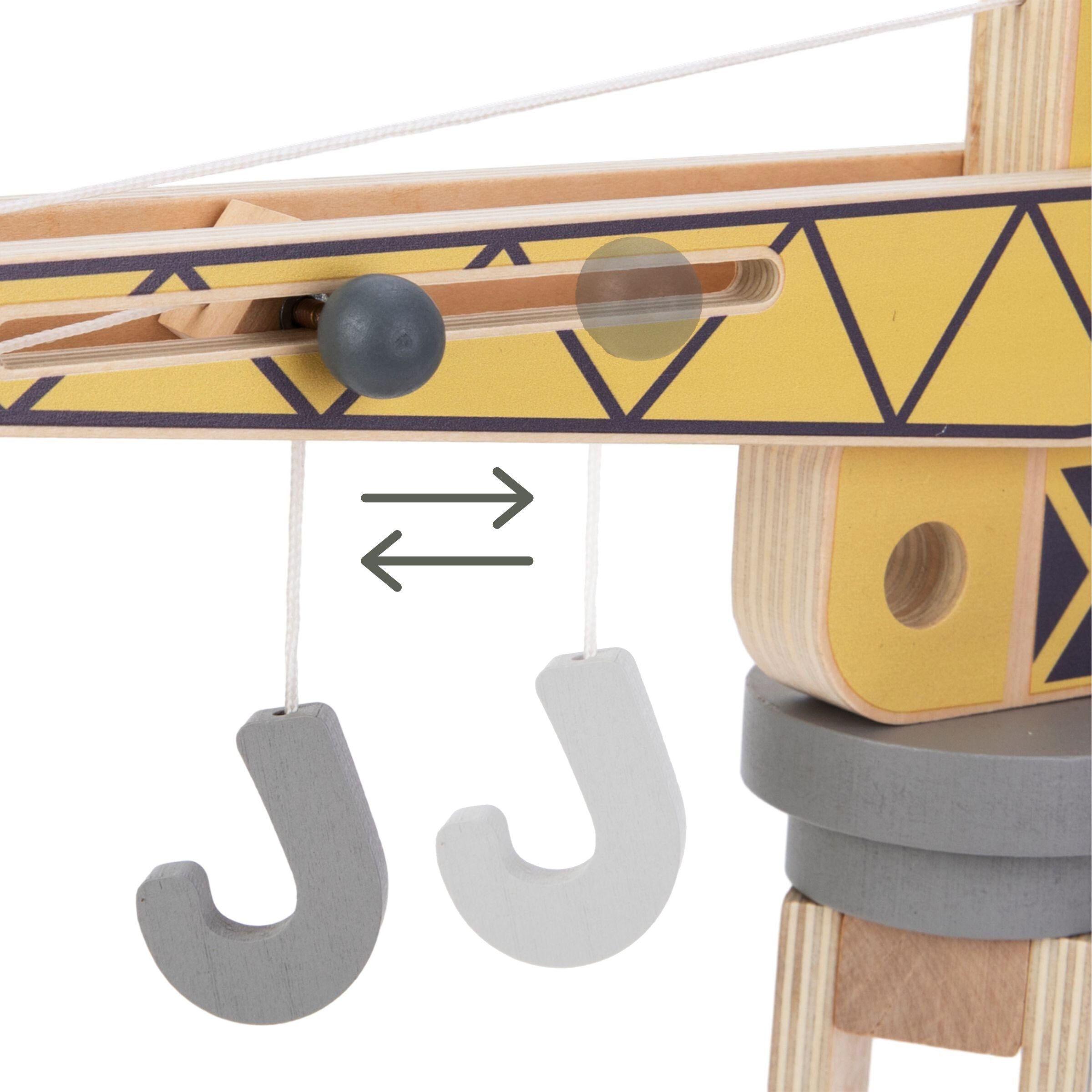 Mamabrum Baustellen-Spielzeugset - Holzkran, Lastwagen & Zubehör Konstruktions-Spielset