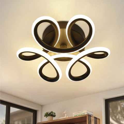 ZMH LED Deckenleuchte Geometrie Design Lampe Modern Schlafzimmer Whonzimmer, LED fest integriert, Warmweiß, Schwarz
