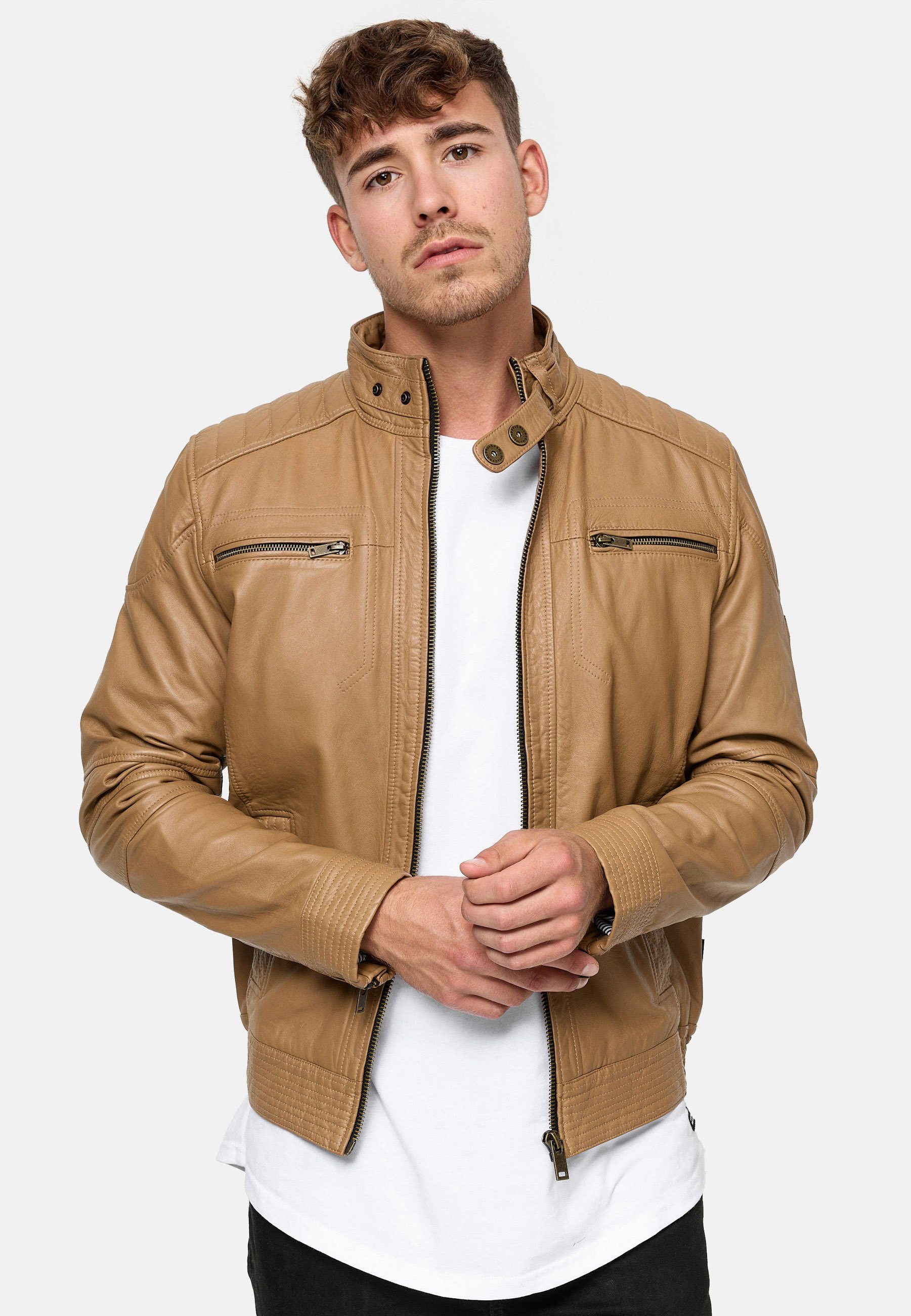 Indicode Lederjacke Herren Germo Übergangsjacke Herrenjacke aus echtem Lamm günstig online kaufen