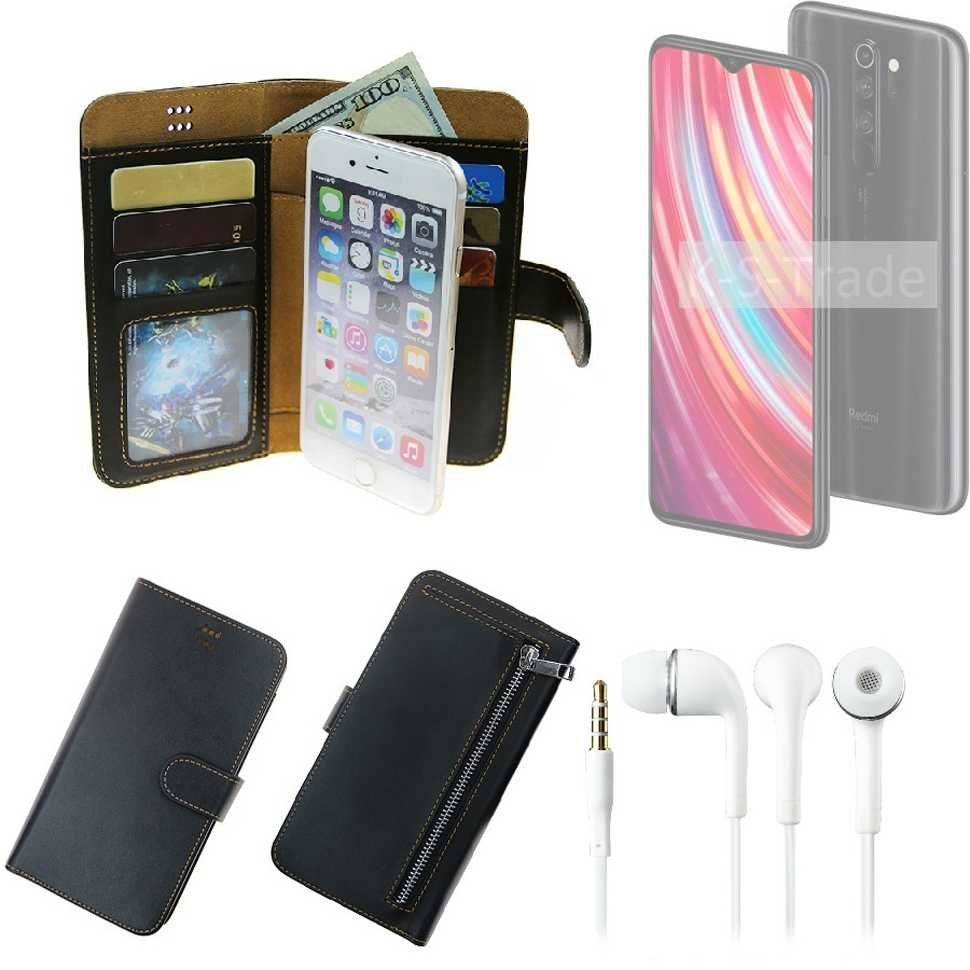 K-S-Trade Handyhülle für Xiaomi Note 8 Pro, TOP SET Handy Hülle Schutz Hülle schwarz aus Kunstleder +