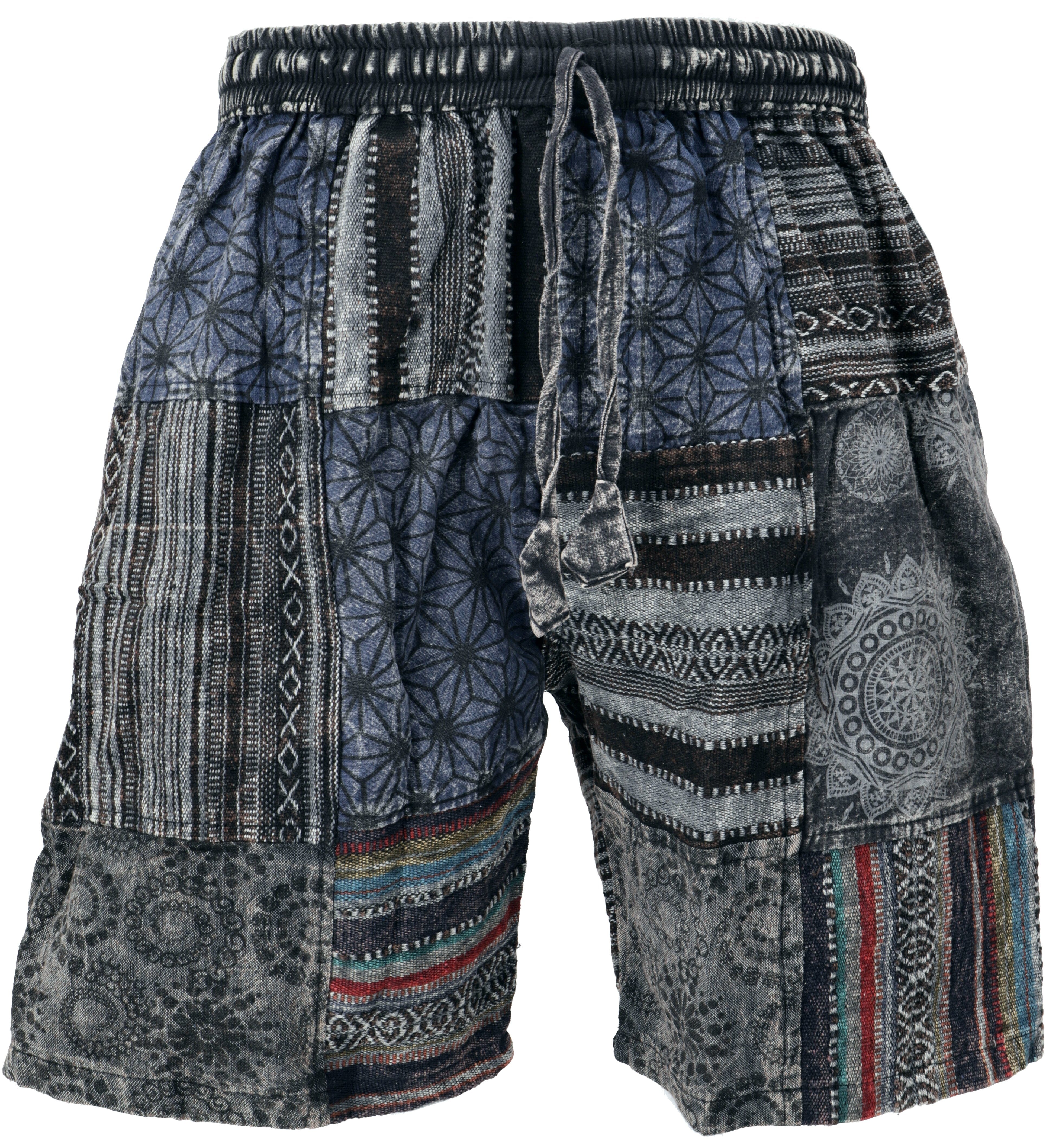 Guru-Shop Relaxhose Ethno Yogashorts, Patchwork Shorts - schwarz Ethno Styl günstig online kaufen