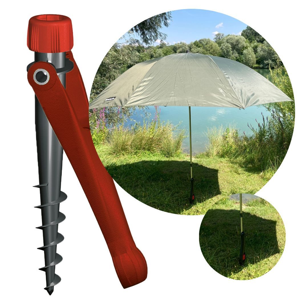 Krinner Schirmhalter Vario Drill Erdanker Sonnenschirmständer für Strand & Wiese, für Stöcke bis Ø 32 mm, 1 tlg.