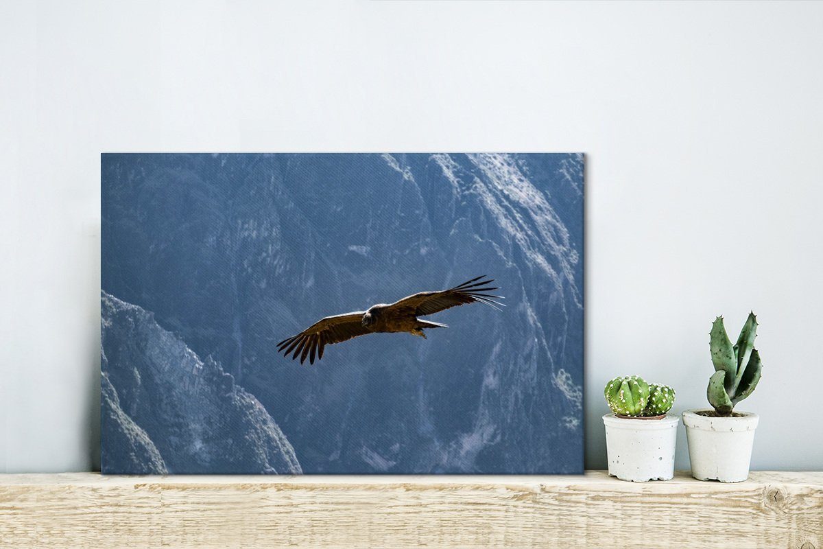 OneMillionCanvasses® Leinwandbild Schöne Condor fliegen Berglandschaft, 30x20 Aufhängefertig, St), Wandbild Leinwandbilder, Wanddeko, (1 vor Arequipa cm