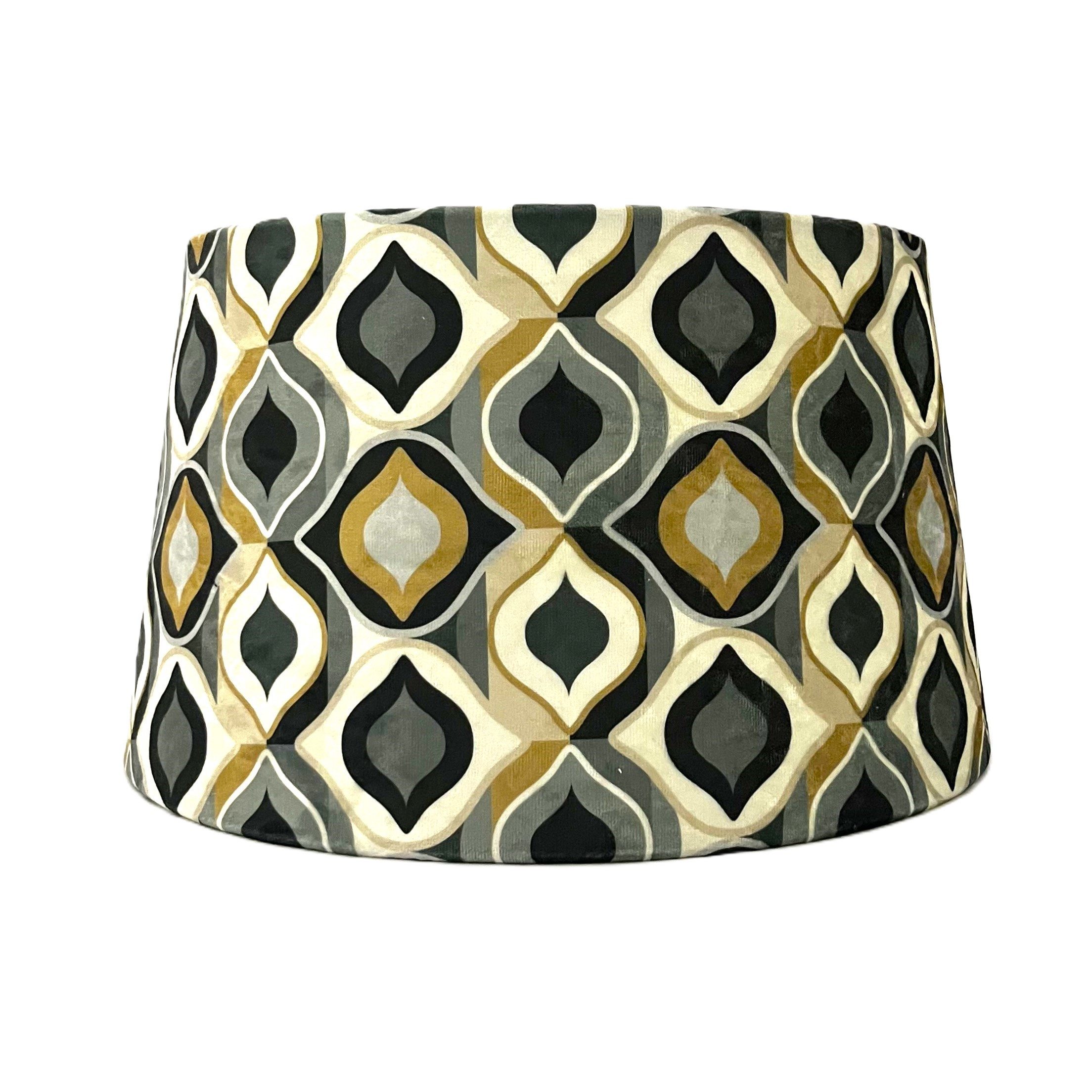 Decostar Lampenschirm Stehlampenschirm 70 Jahre Muster Samt Gold Grau Schwarz 18 x 30 cm, Samtstoff