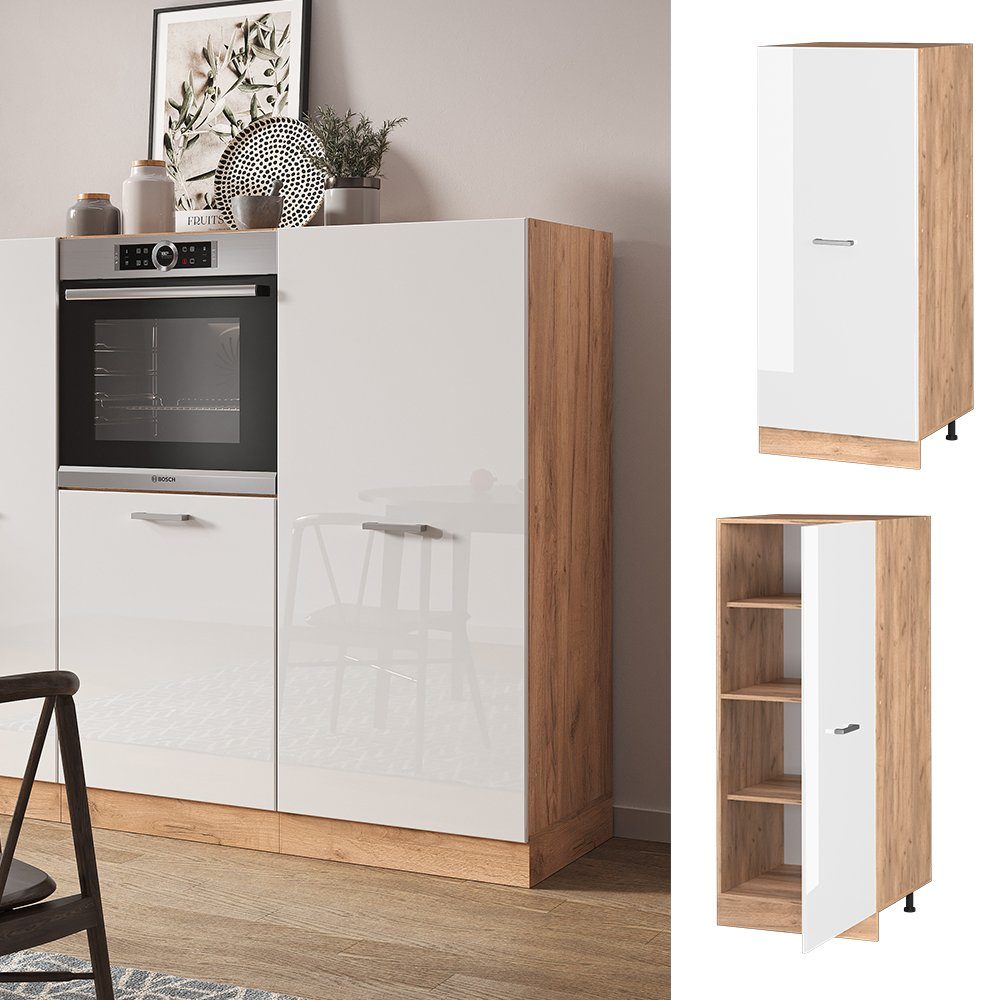 Vicco Hochschrank R-Line, Weiß Hochglanz/Goldkraft Eiche, günstig online kaufen