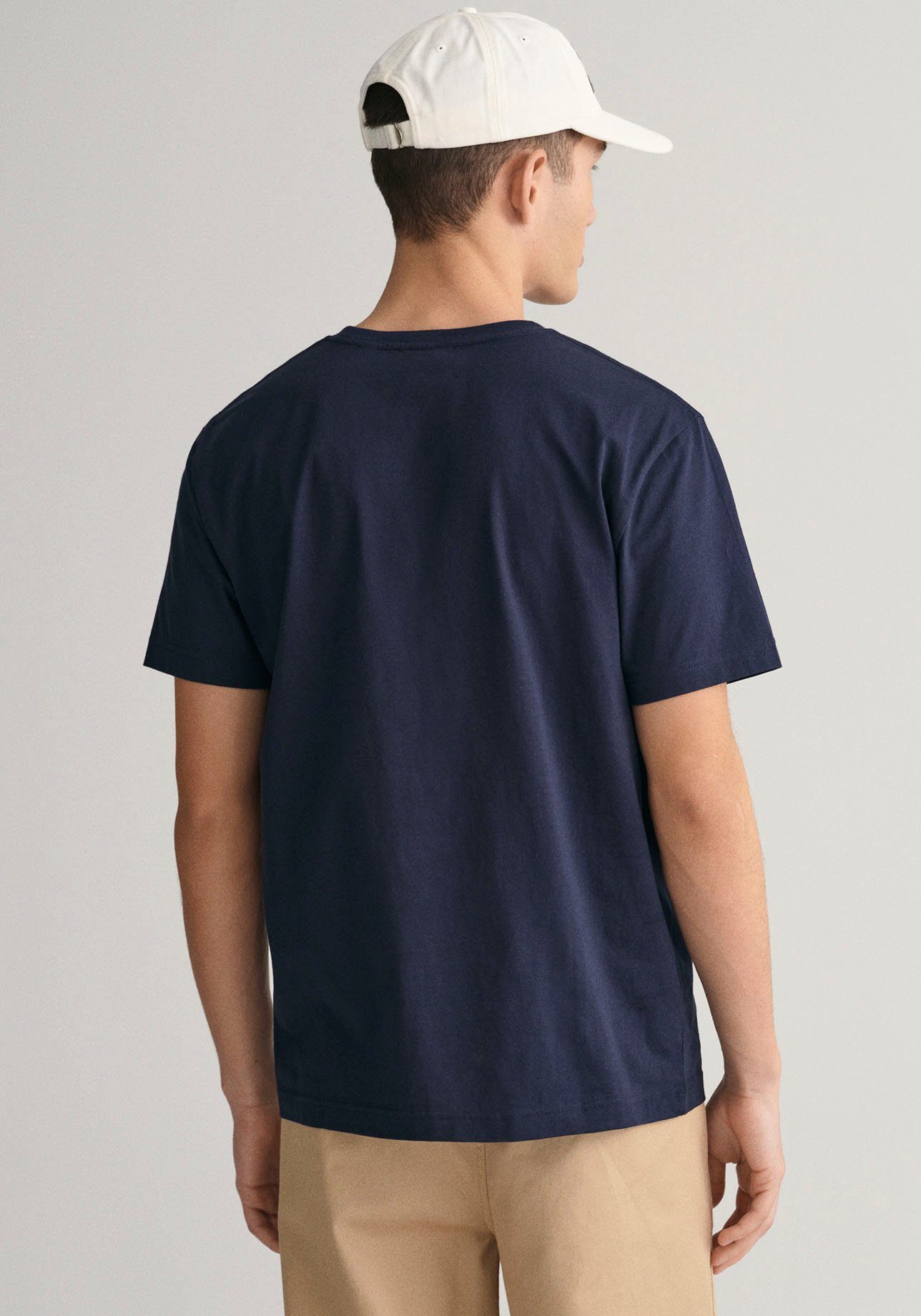 blue Gant T-SHIRT mit SS T-Shirt Logostickerei der evening auf Brust REG SHIELD
