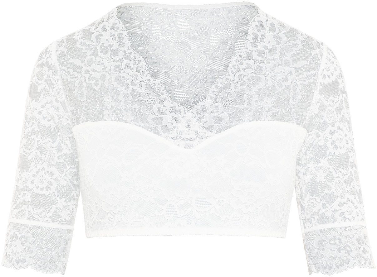 Susa Dirndlbluse Wiesn-Zauber florale Spitze, halbarm, elastisch, V-Ausschn günstig online kaufen