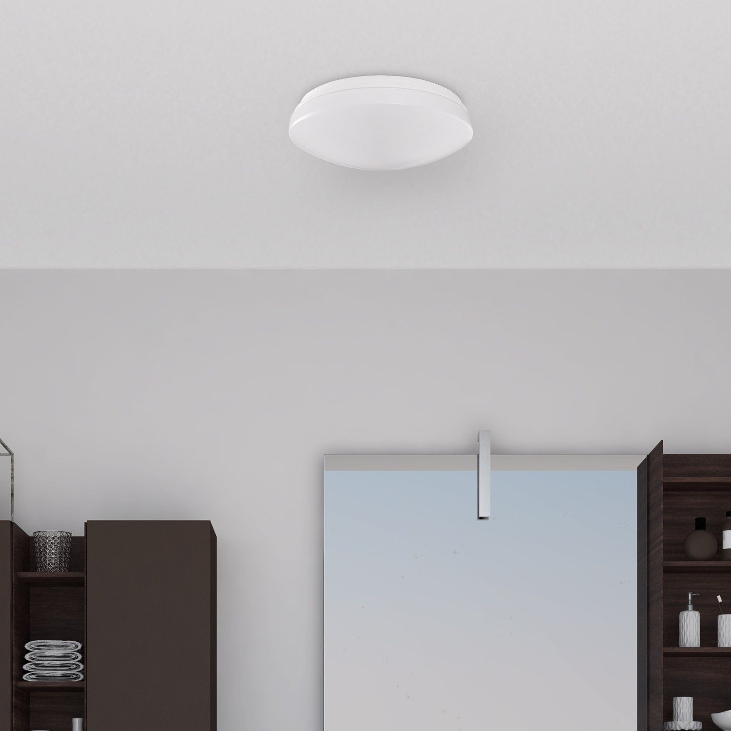 KENU, dimmbar Deckenleuchte LED Paco wechselbar, Home LED Wohnzimmer Weiß Bad Wandleuchte Wasserfest Lampe IP44 Neutralweiß,