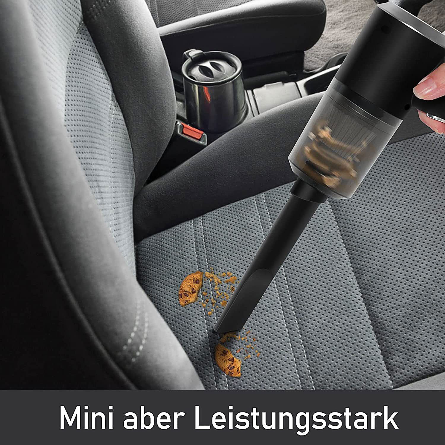 REDOM Akku-Handstaubsauger Mini Staubsauger tragbarer Autostaubsauger, 120,00 W, Beutellos, 6000Pa mit Fugendüse Bürste Schlauch 4000mA-Akku HEPA-Filter
