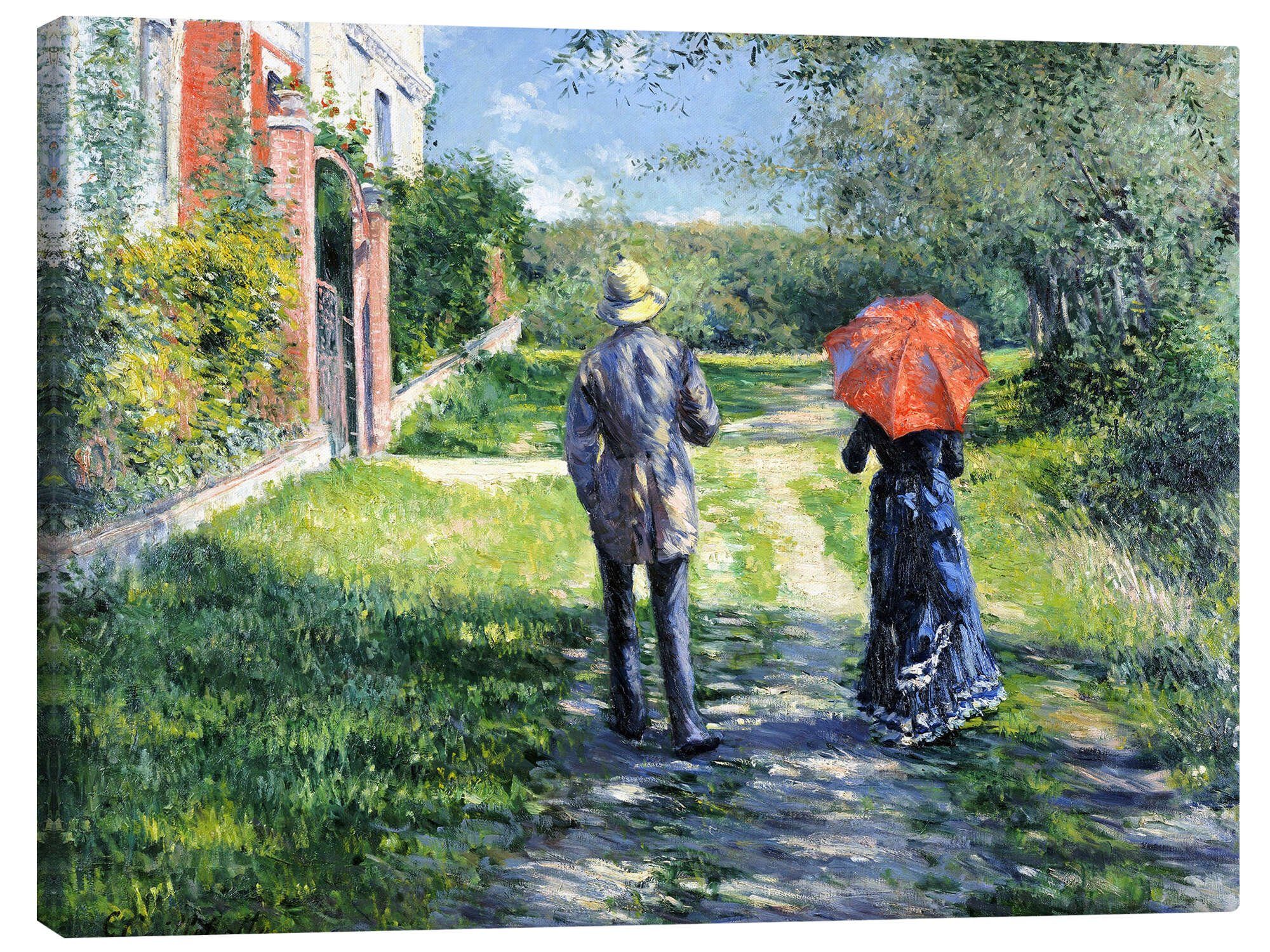 Posterlounge Leinwandbild Gustave Caillebotte, Paar beim Spaziergang, Malerei