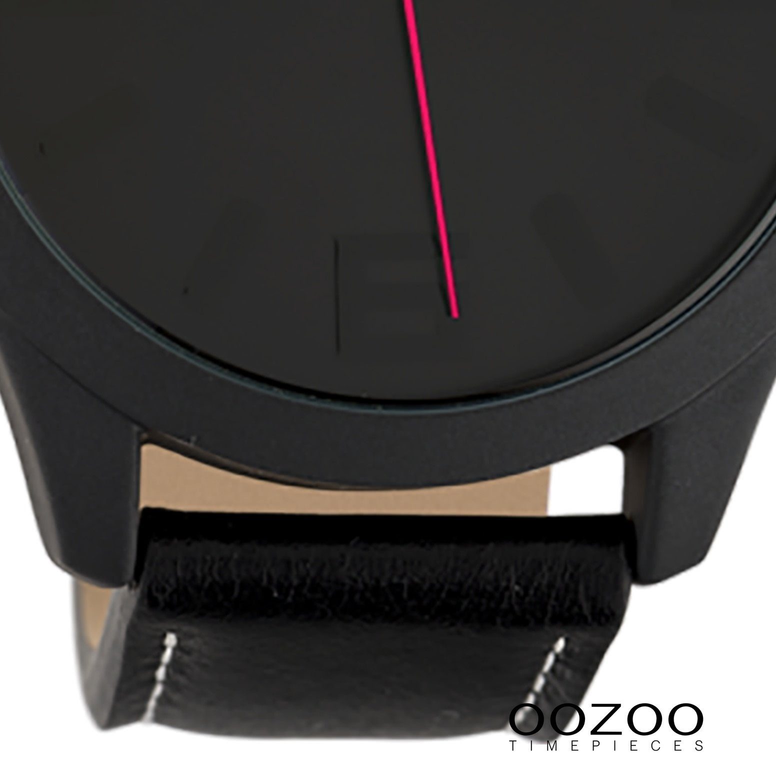 OOZOO Quarzuhr Oozoo groß Lederarmband, Fashion-Style 45mm) Damenuhr schwarz, Armbanduhr Damen rund, (ca