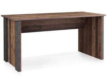Moebel-Eins Schreibtisch, CASSIA Winkelkombination, Material Dekorspanplatte, Old Wood Vintage/betonfarbig