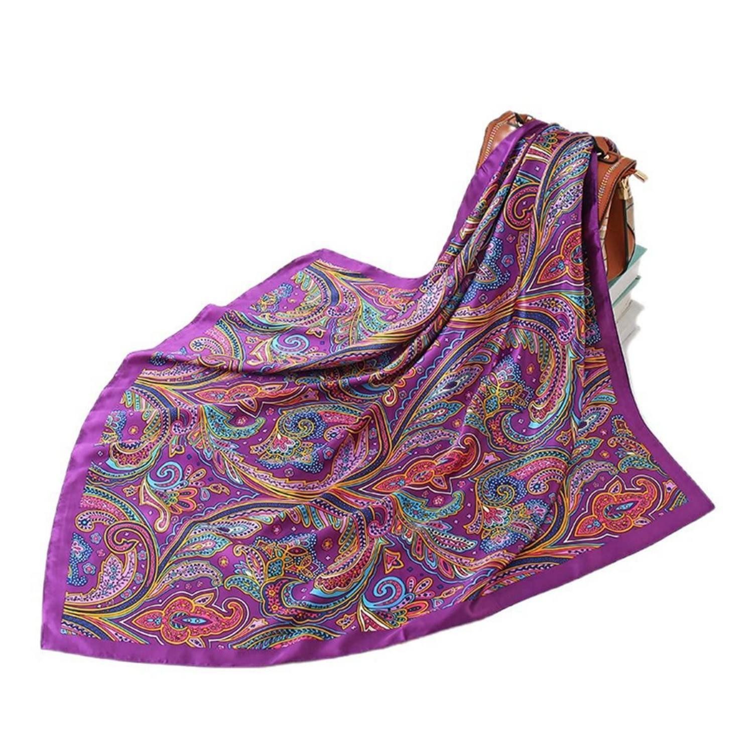 LuxusKollektion Hamamtuch Damen Schal Blume 90x90 cm, (1-St)