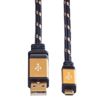 ROLINE GOLD USB 2.0 Kabel, Typ A ST - Micro B ST USB-Kabel, USB 2.0 Typ A Männlich (Stecker), USB 2.0 Typ Micro B Männlich (Stecker) (80.0 cm), Retail Blister