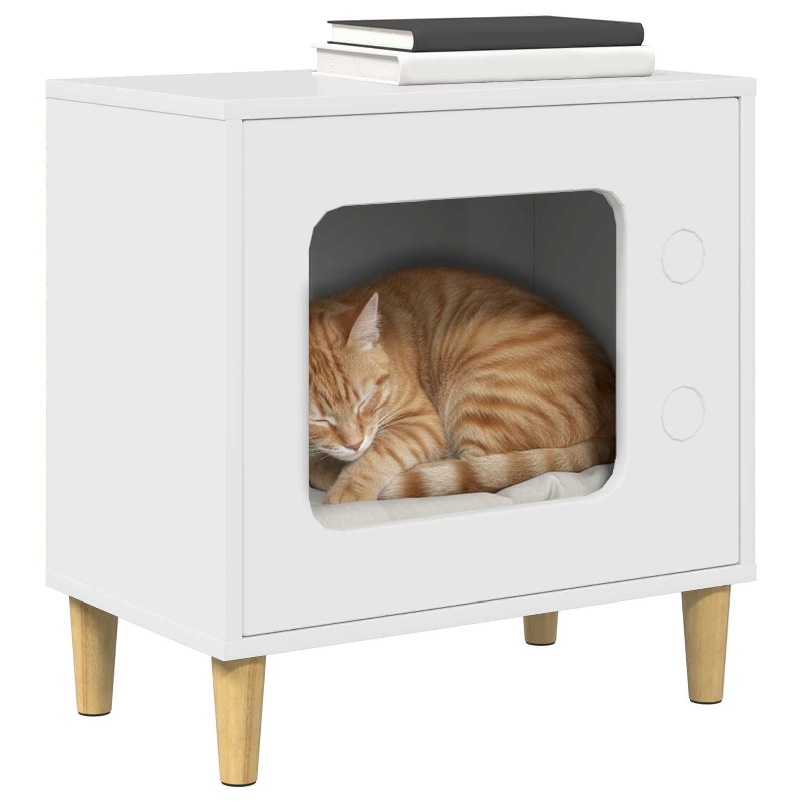 vidaXL Tierkorb 51 x 30 x 52 cm Katzenhaus Glänzend Weiß 51x30x52 cm Spanplatte