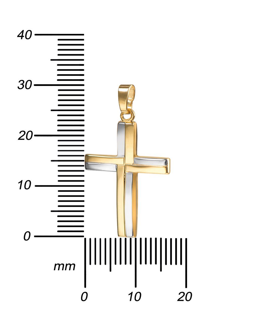 JEVELION Kreuzkette Kreuzanhänger bicolor 585 Gold günstig online kaufen