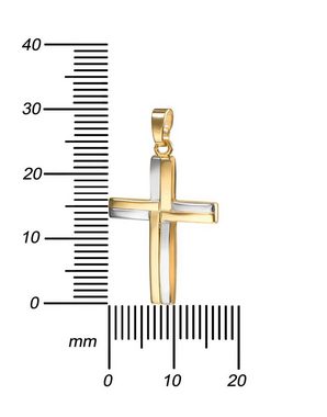 JEVELION Kreuzkette Kreuzanhänger bicolor 585 Gold - Made in Germany (Goldkreuz, für Damen und Herren), Mit Kette vergoldet- Длина wählbar 36 - 70 cm oder ohne Kette.
