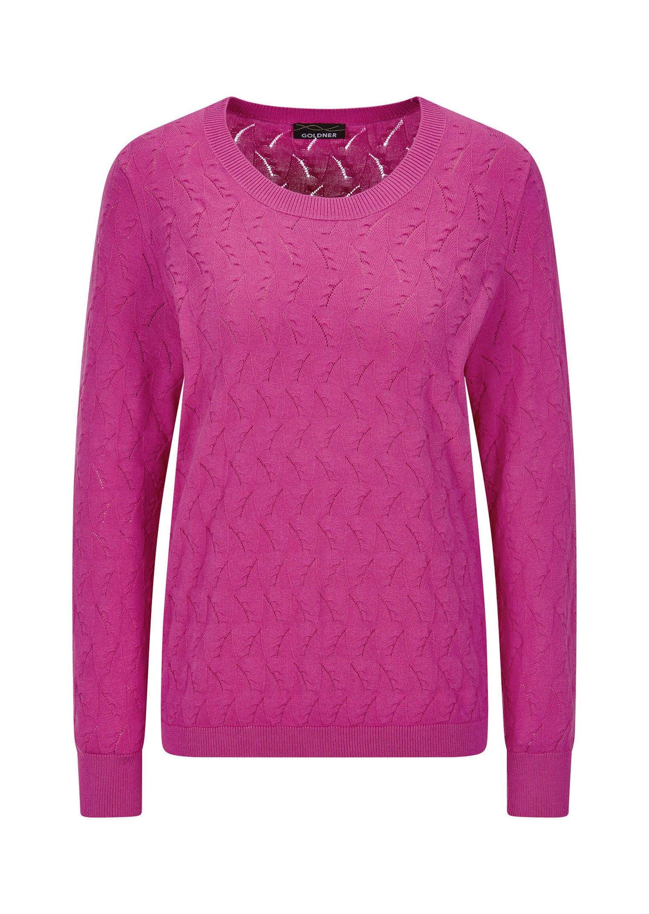 Strickpullover Kurzgröße: Baumwollpullover mit Zick-Zack-Muster
