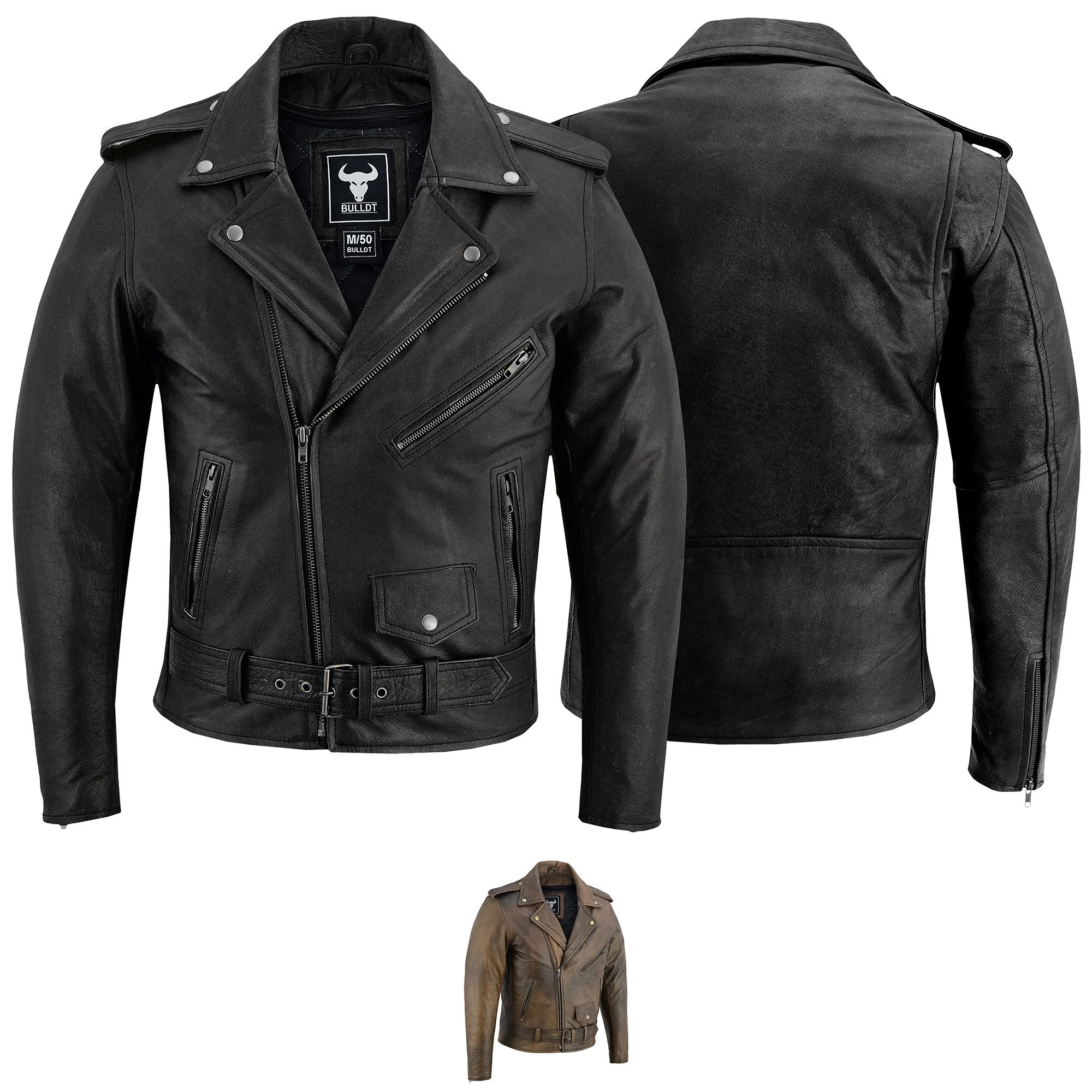 BULLDT Motorradjacke BLD418J Rockerjacke Chopper Lederjacke Brando Retro vintag
